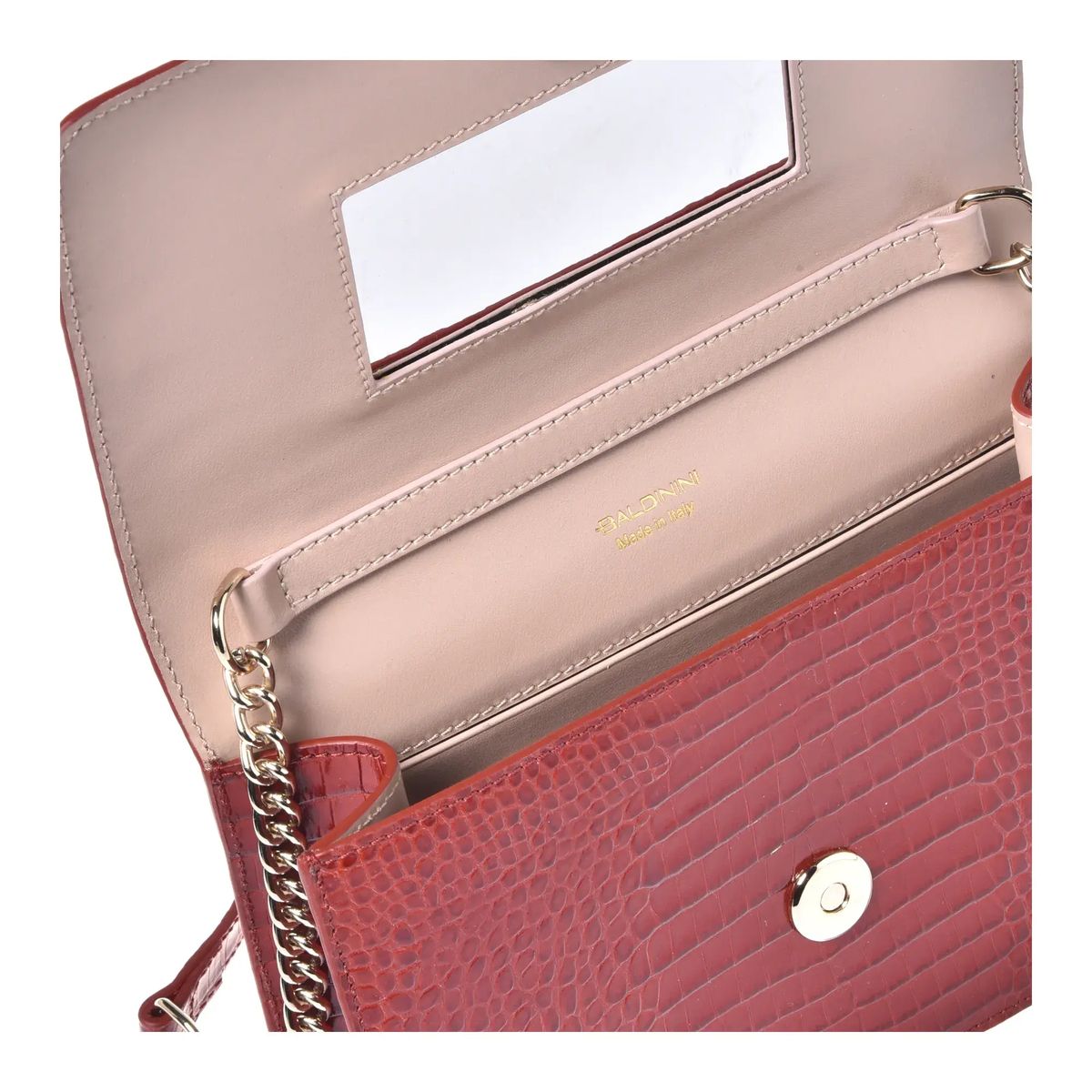 Geldbörse mit Kroko-Print und Kette