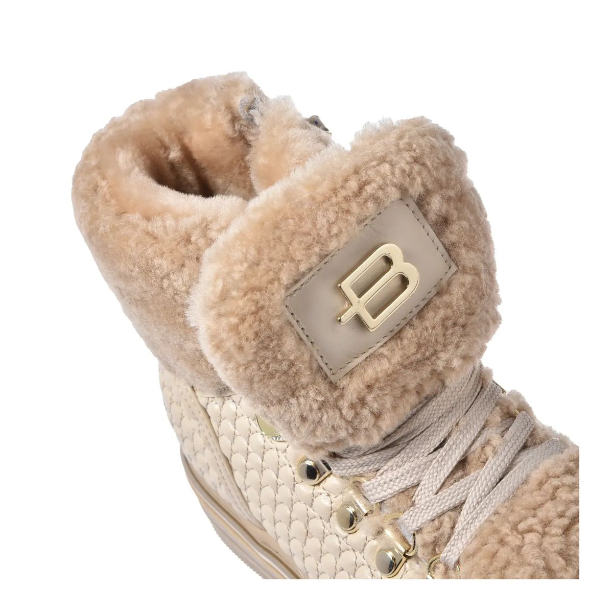 Gesteppte Kunstleder-Shearling-Stiefeletten
