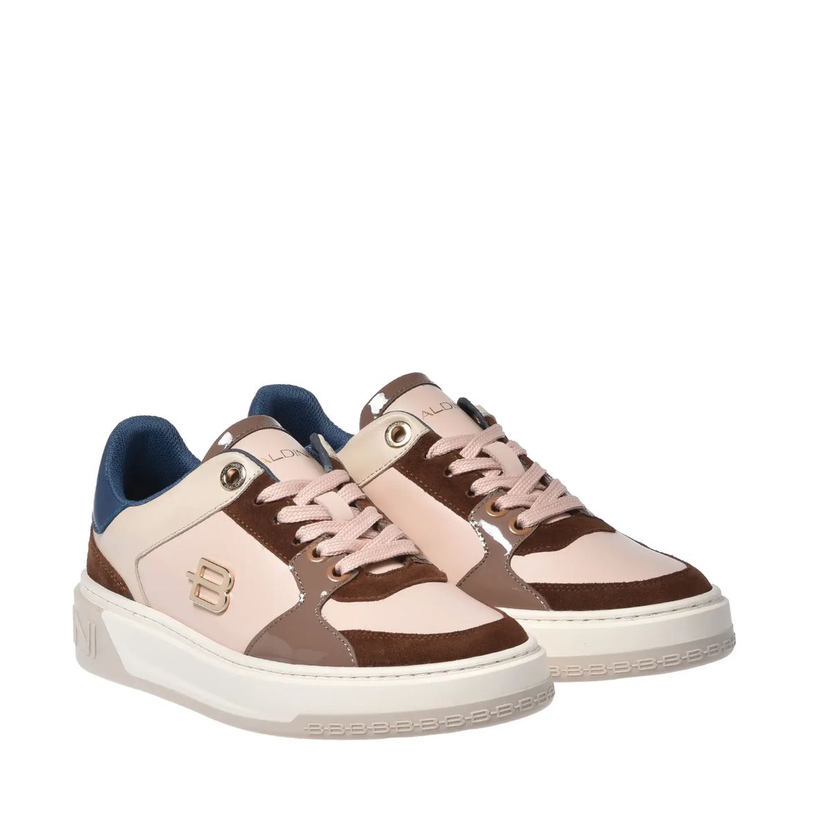 Leder-Sneaker mit Colorblock-Design