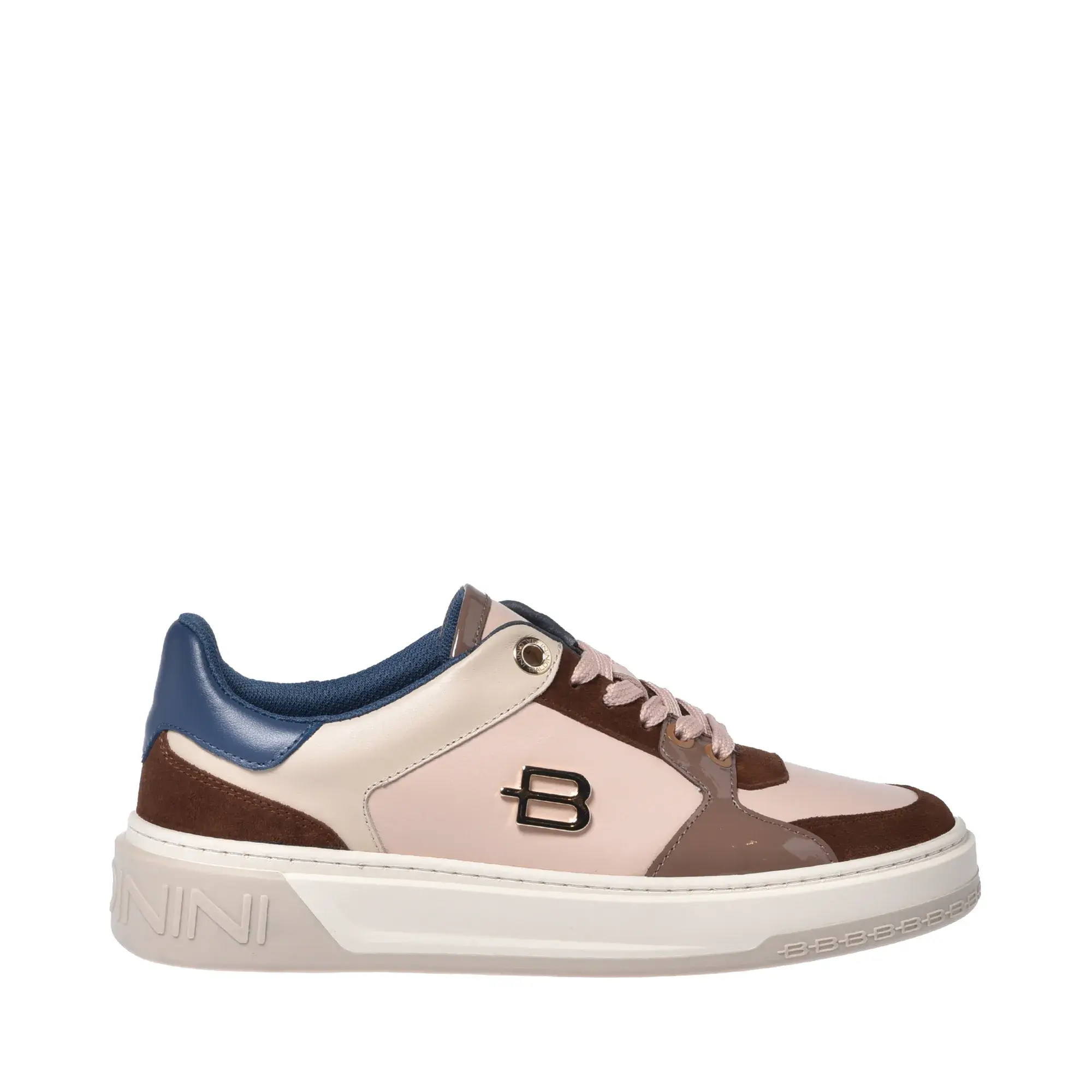 Leder-Sneaker mit Colorblock-Design
