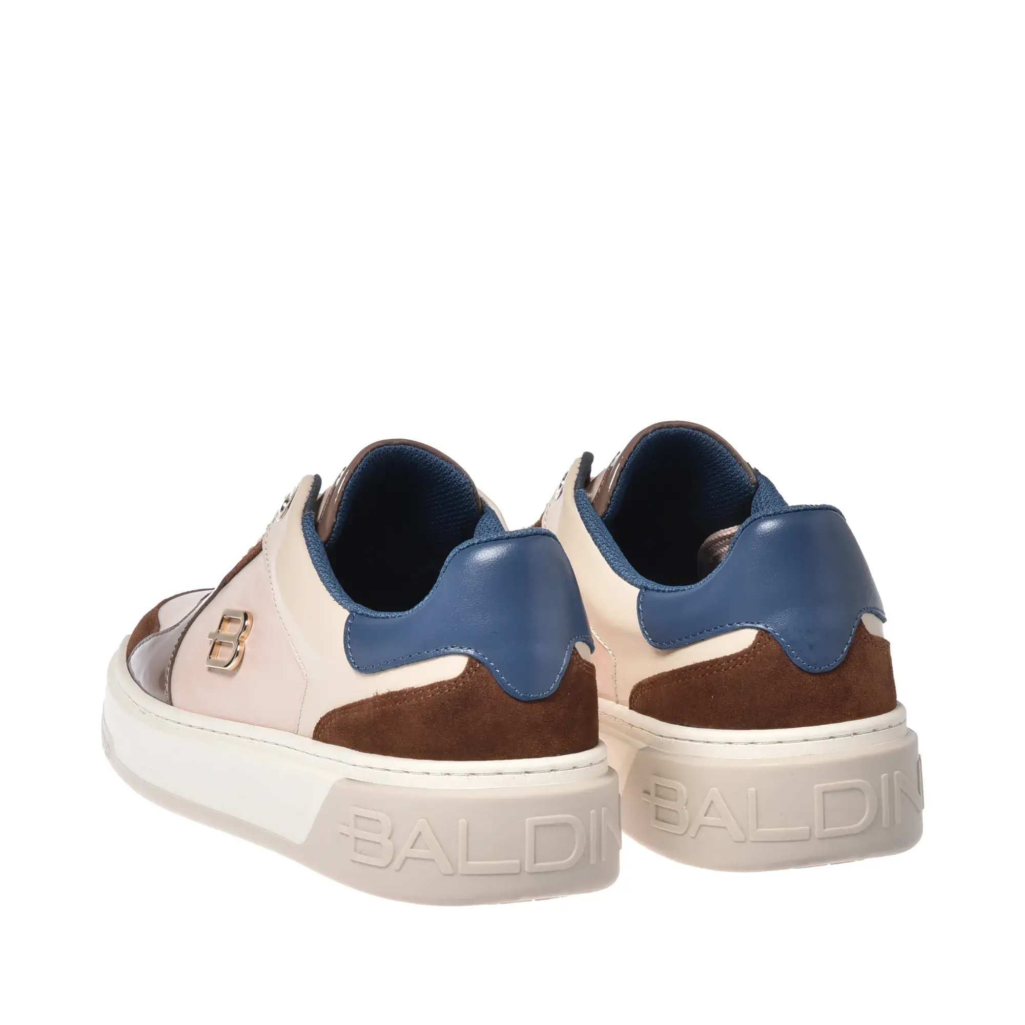 Leder-Sneaker mit Colorblock-Design