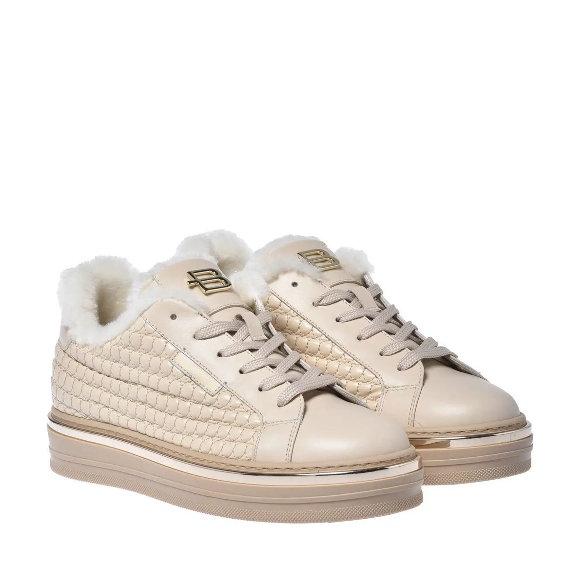 Gesteppte niedrige Plateau-Sneakers