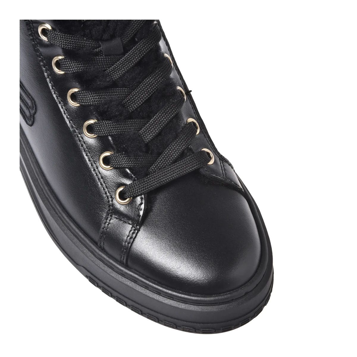 Schwarze Leder High-Top Sneaker