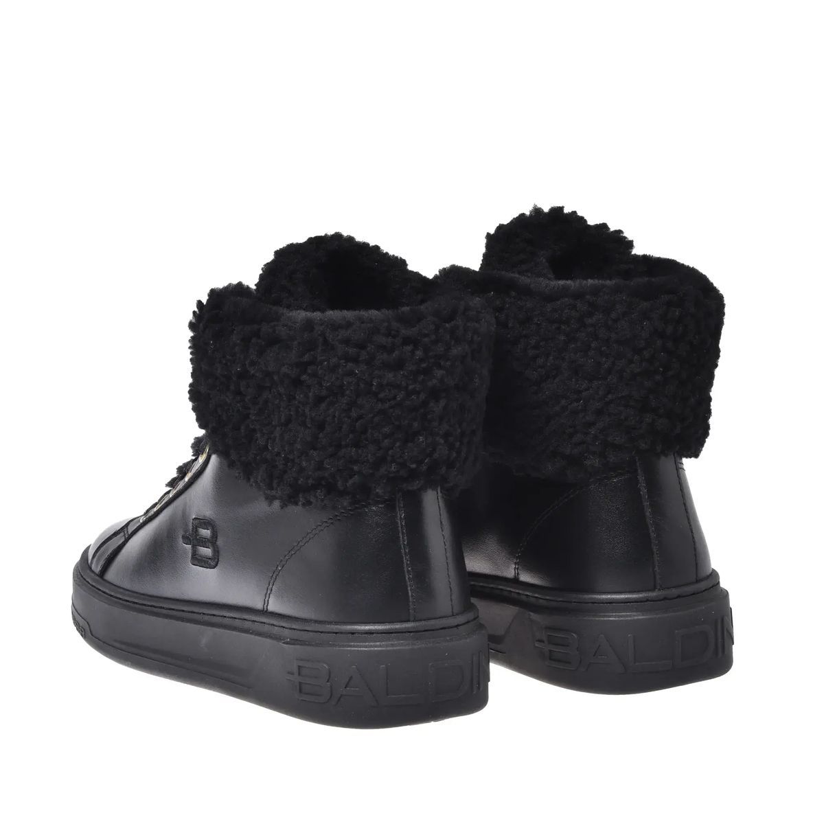 Schwarze Leder High-Top Sneaker