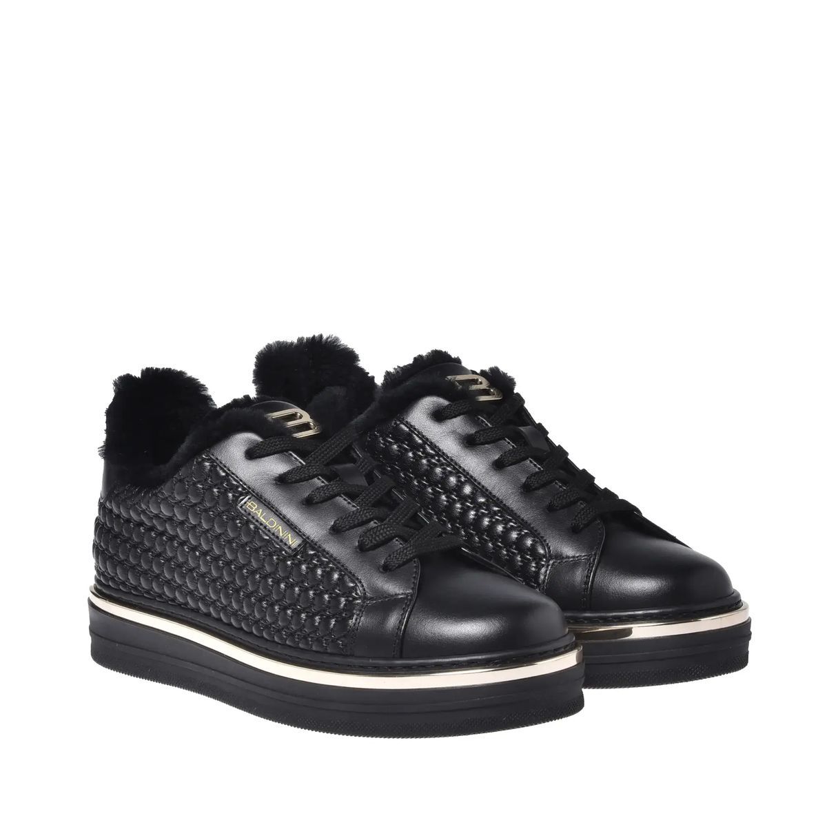 Schwarze gesteppte Sneakers aus Kunstleder