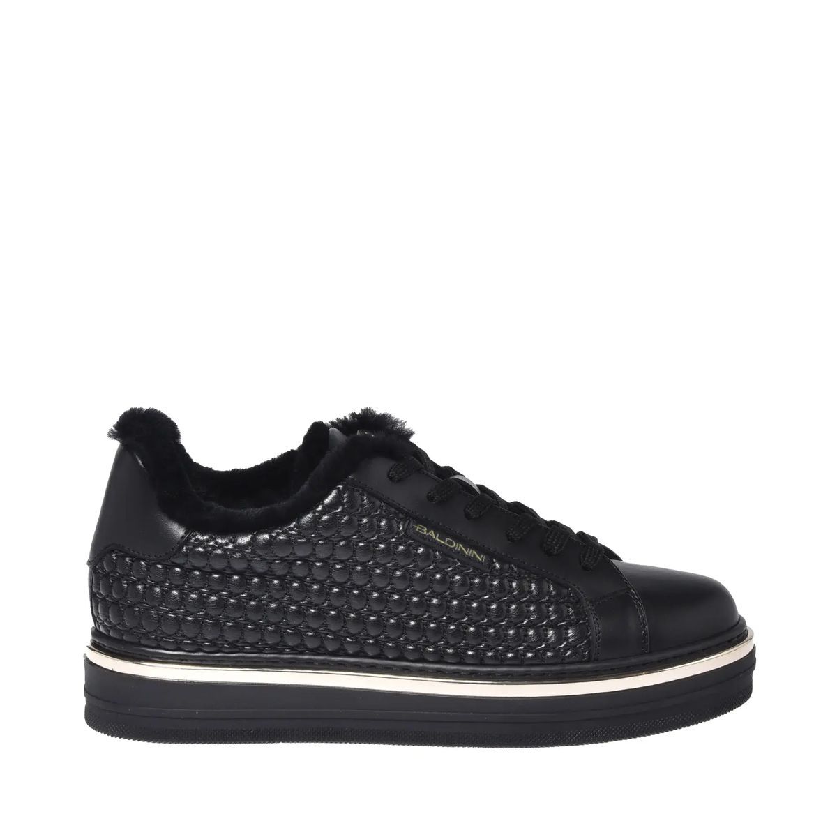 Schwarze gesteppte Sneakers aus Kunstleder