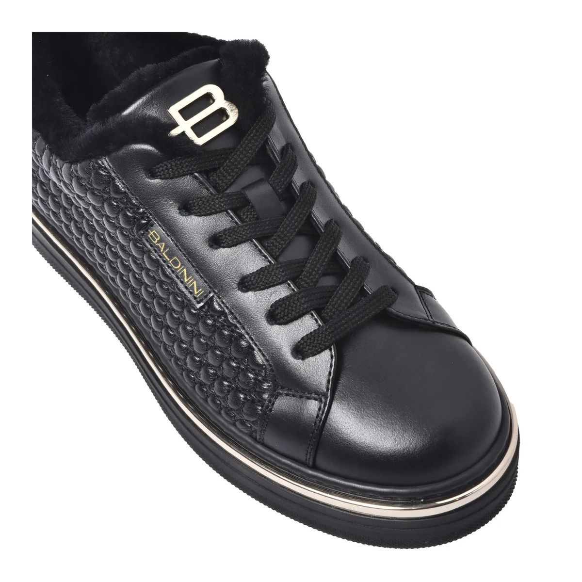Schwarze gesteppte Sneakers aus Kunstleder