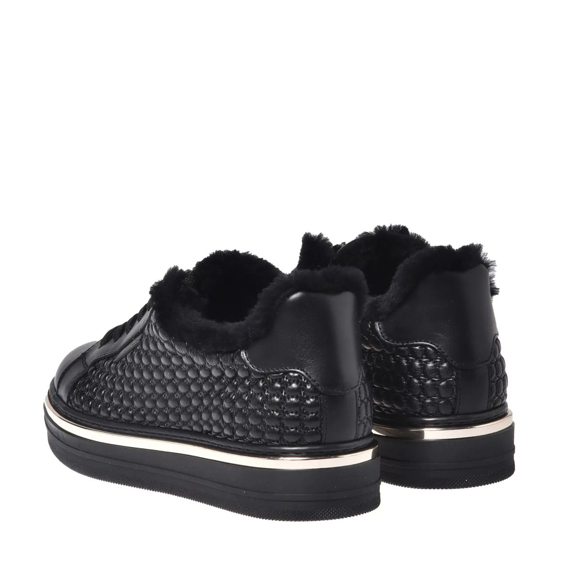 Schwarze gesteppte Sneakers aus Kunstleder