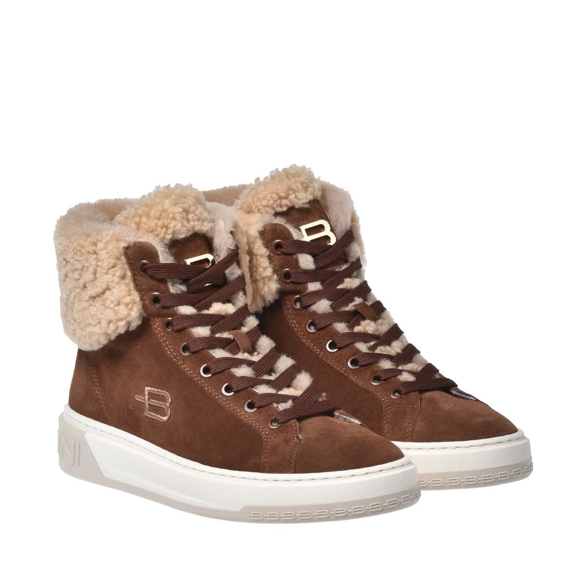 High-Top-Sneaker aus Wildleder mit Shearling
