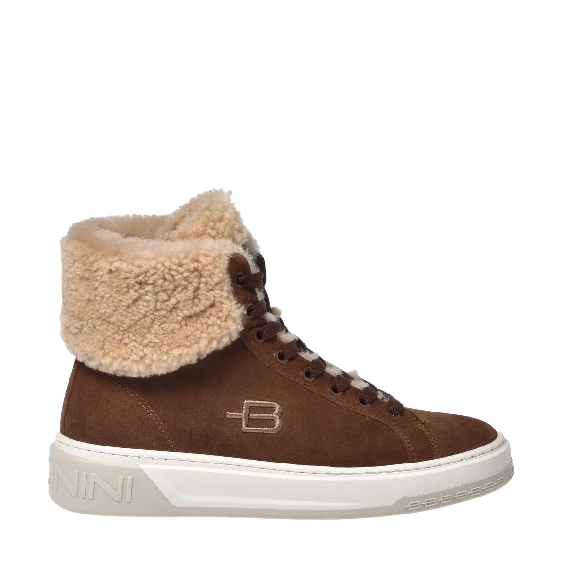 High-Top-Sneaker aus Wildleder mit Shearling