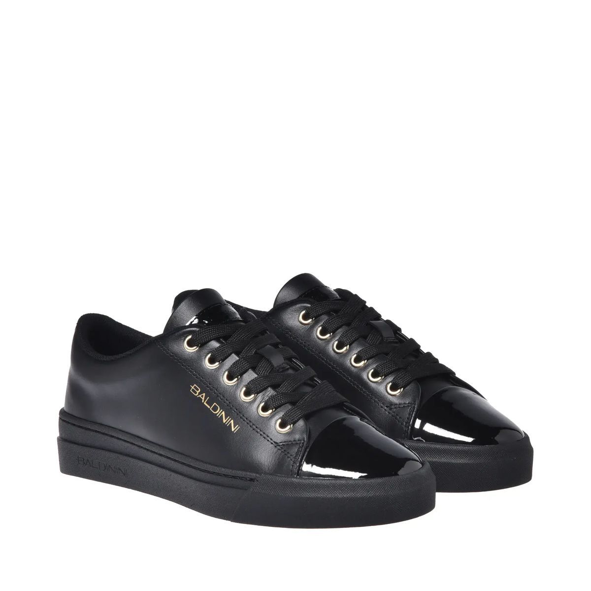 Schwarze Leder-Sneakers