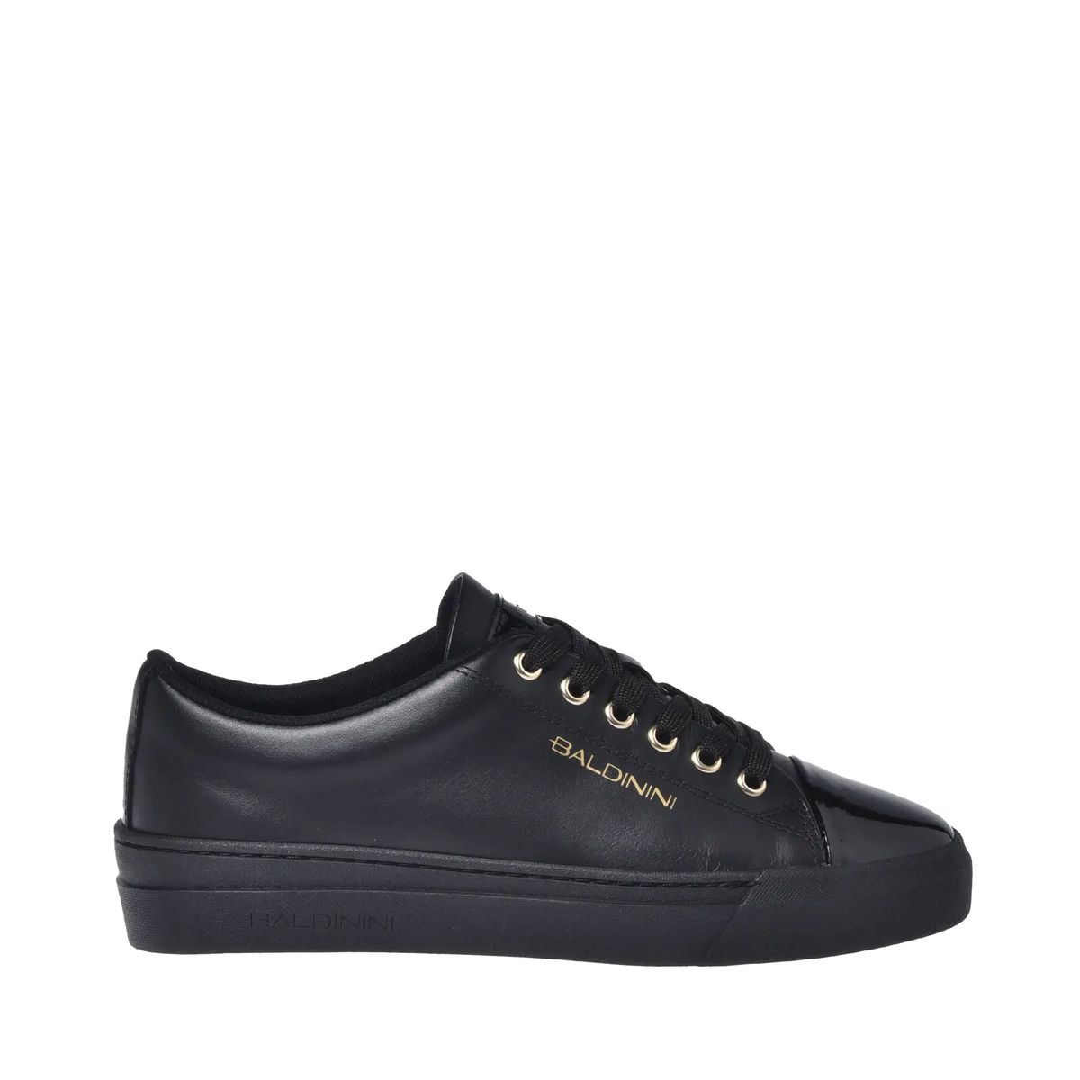 Schwarze Leder-Sneakers