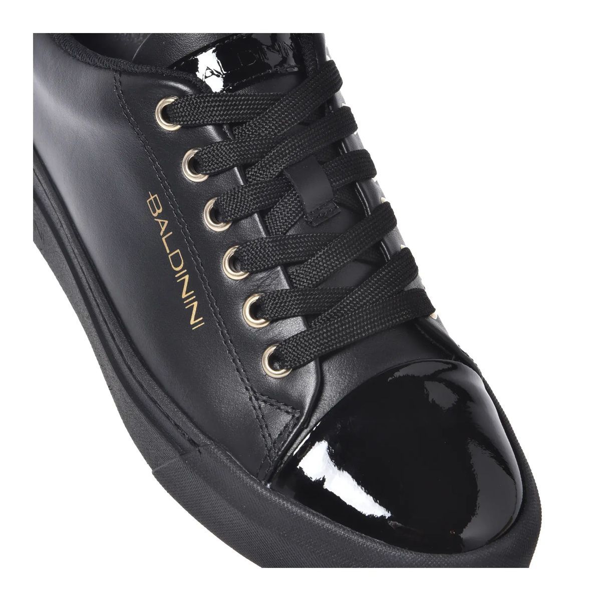 Schwarze Leder-Sneakers