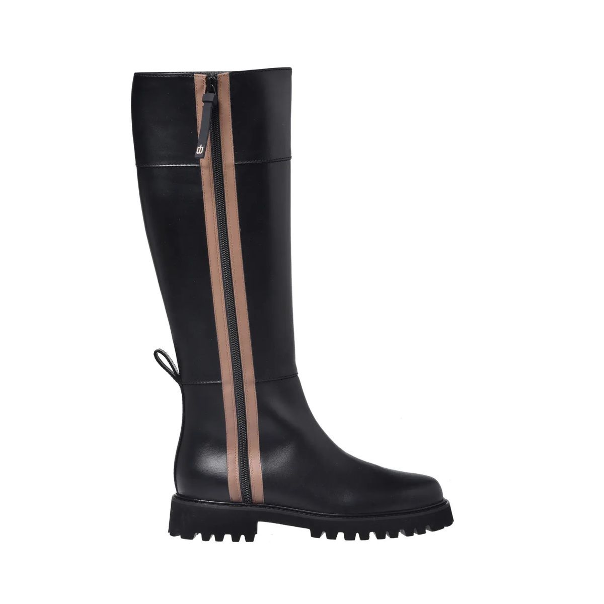 Schwarze Kniehohe Reitstiefel aus Leder