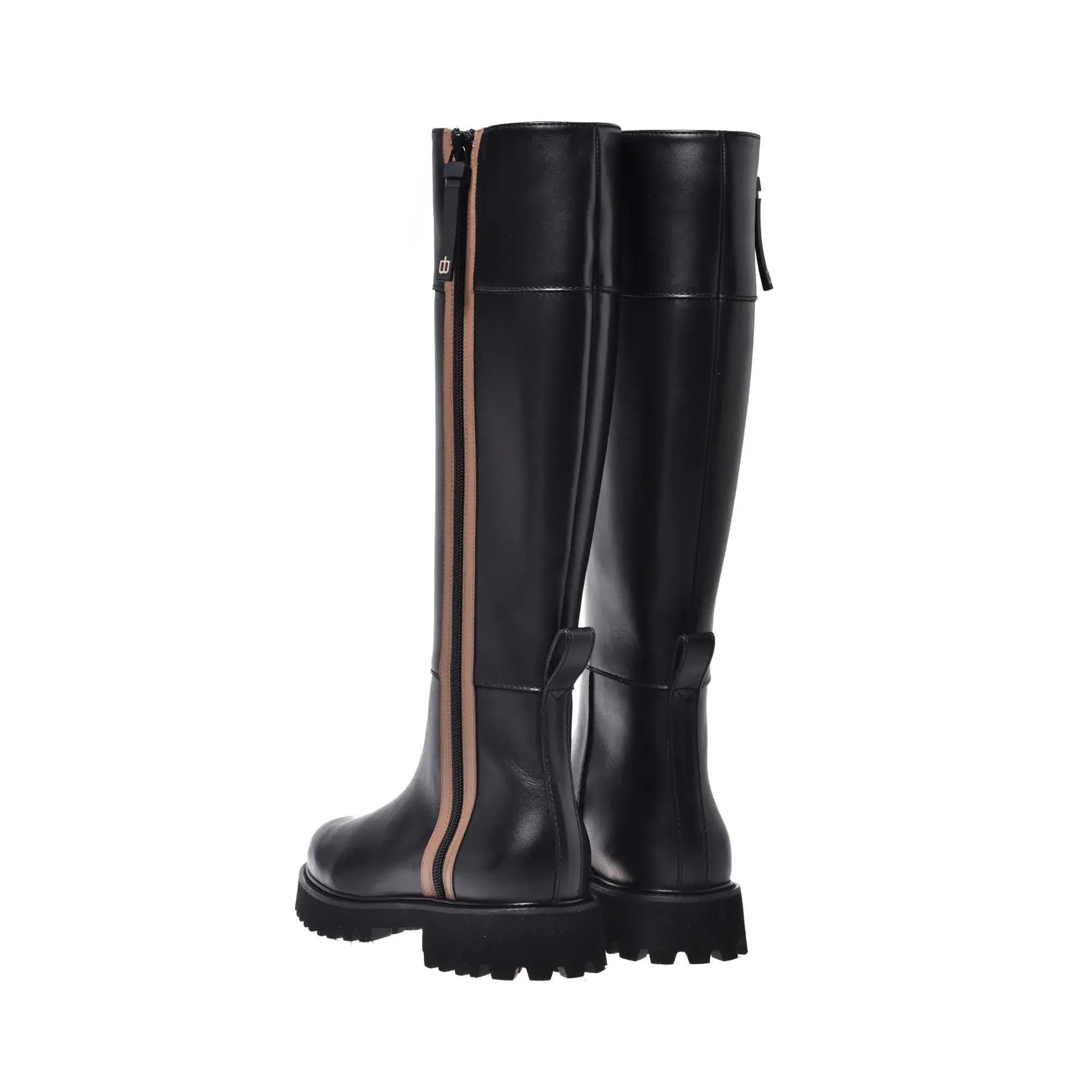 Schwarze Kniehohe Reitstiefel aus Leder