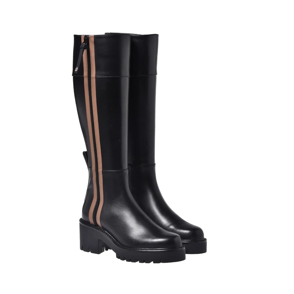 Lederstiefel mit Kniehohem Plateau