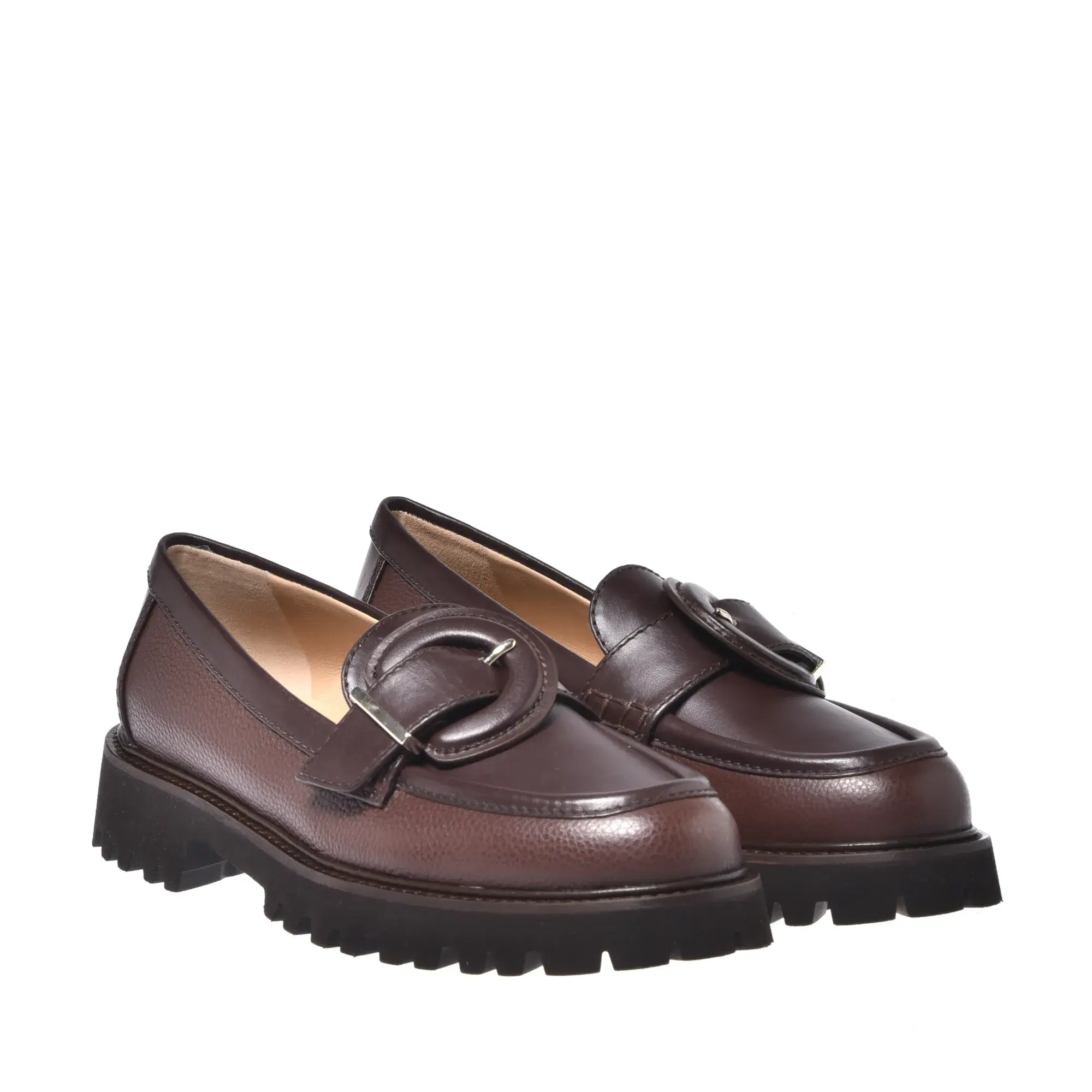 Brauner Leder Loafer mit Profilsohle