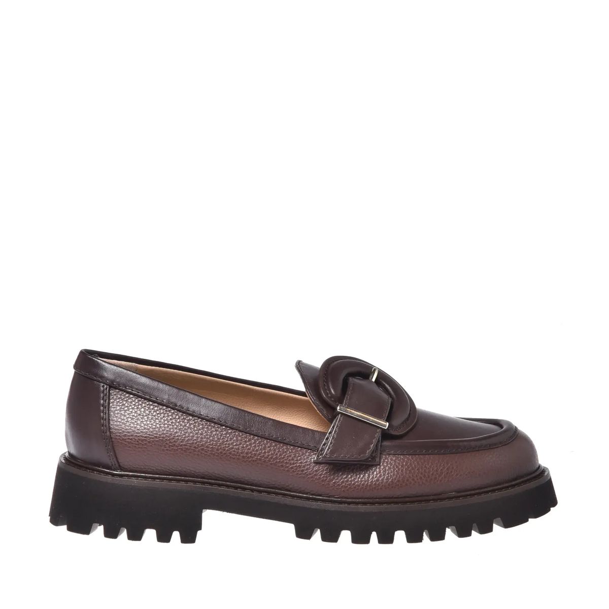Brauner Leder Loafer mit Profilsohle