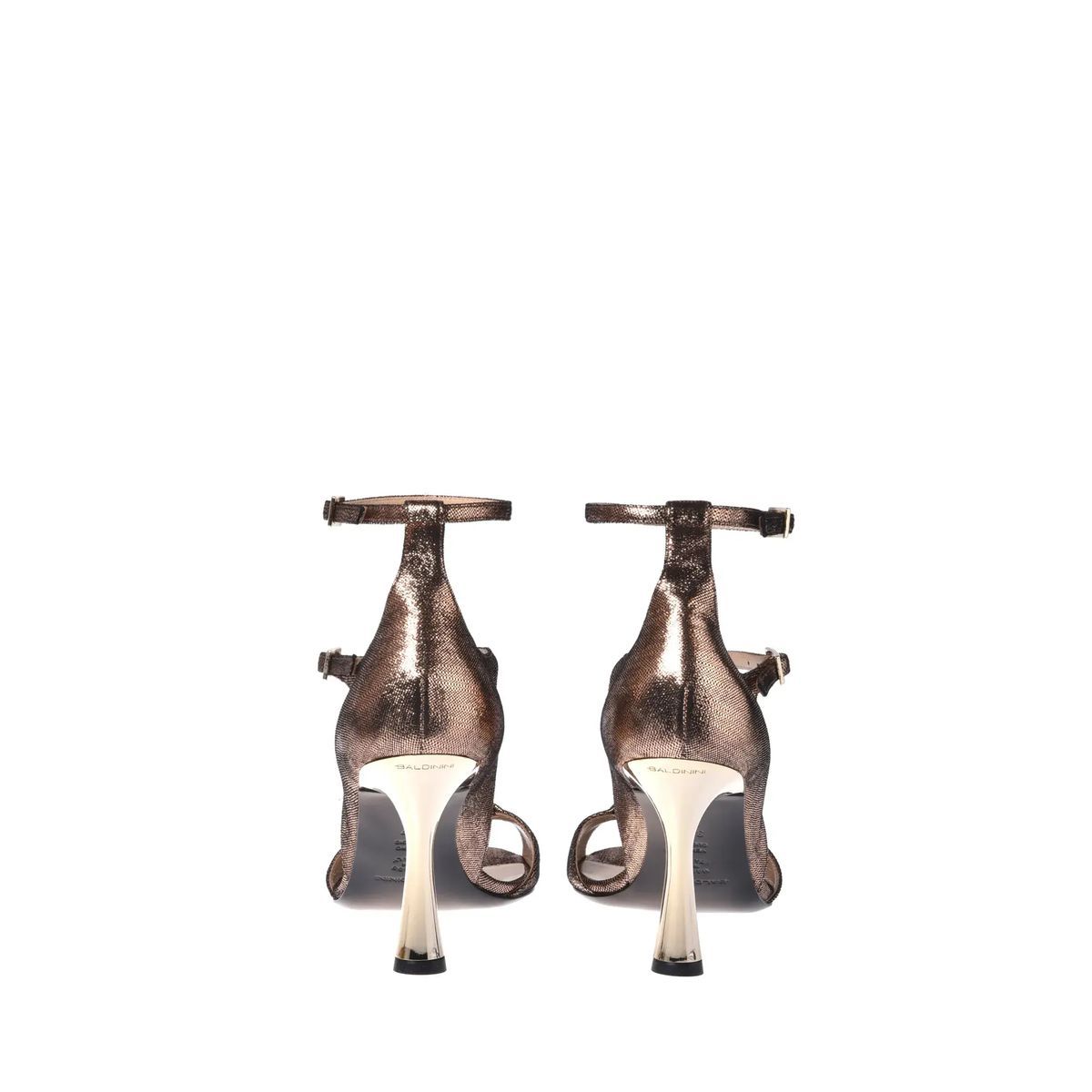 Bronze Knöchelriemen-Sandaletten mit Kristallverzierung
