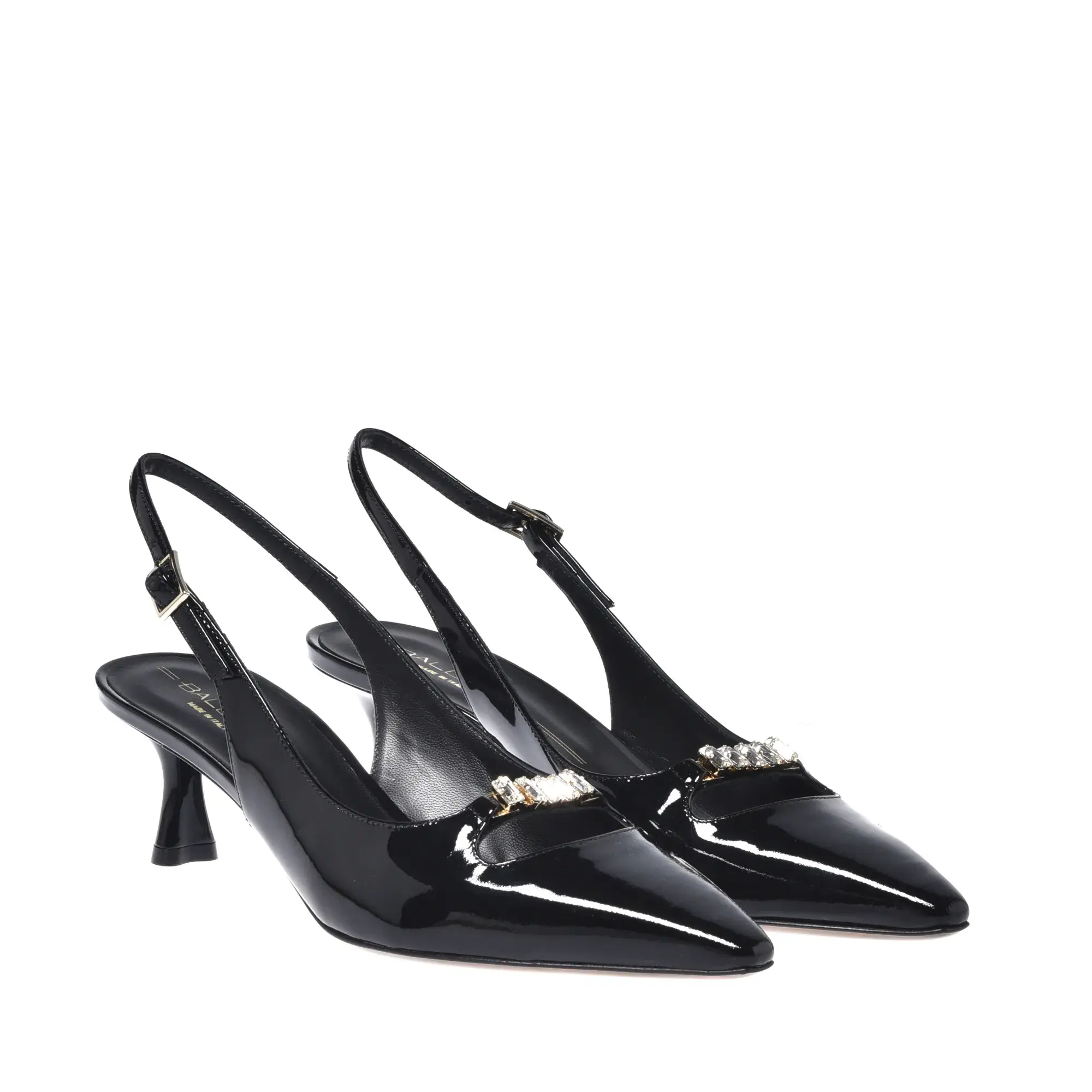 Schwarze Slingback-Pumps aus Lackleder