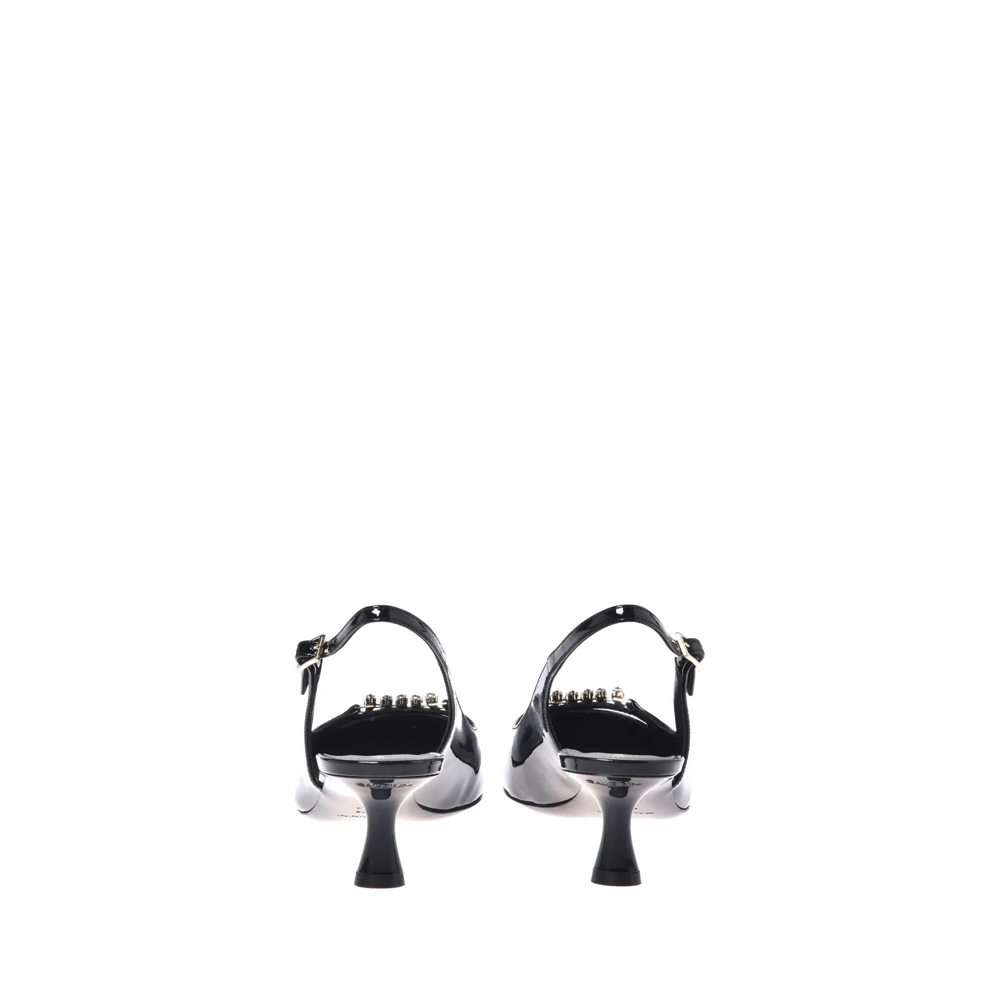 Schwarze Slingback-Pumps aus Lackleder