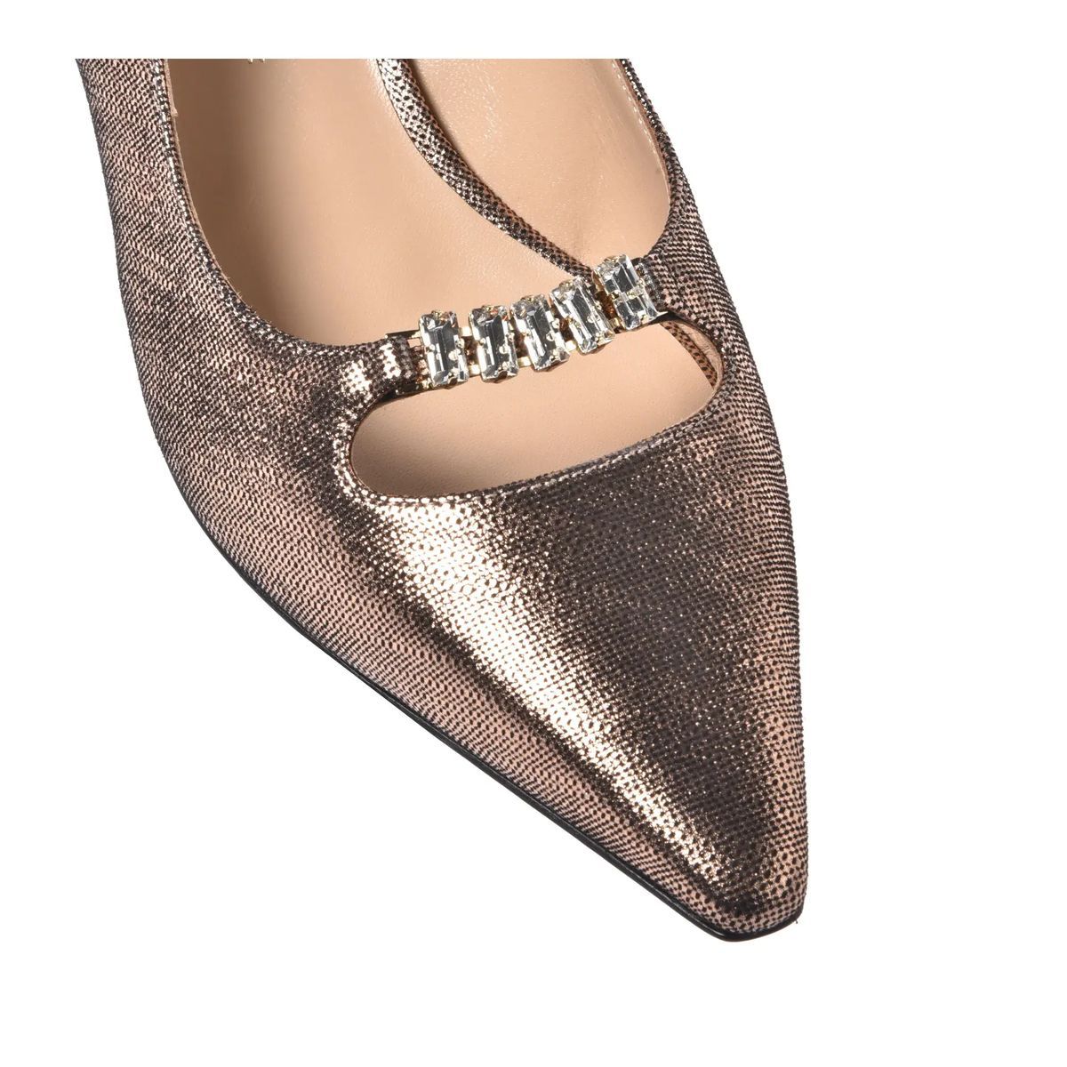 Metallic Slingback Pumps mit Kitten Heel