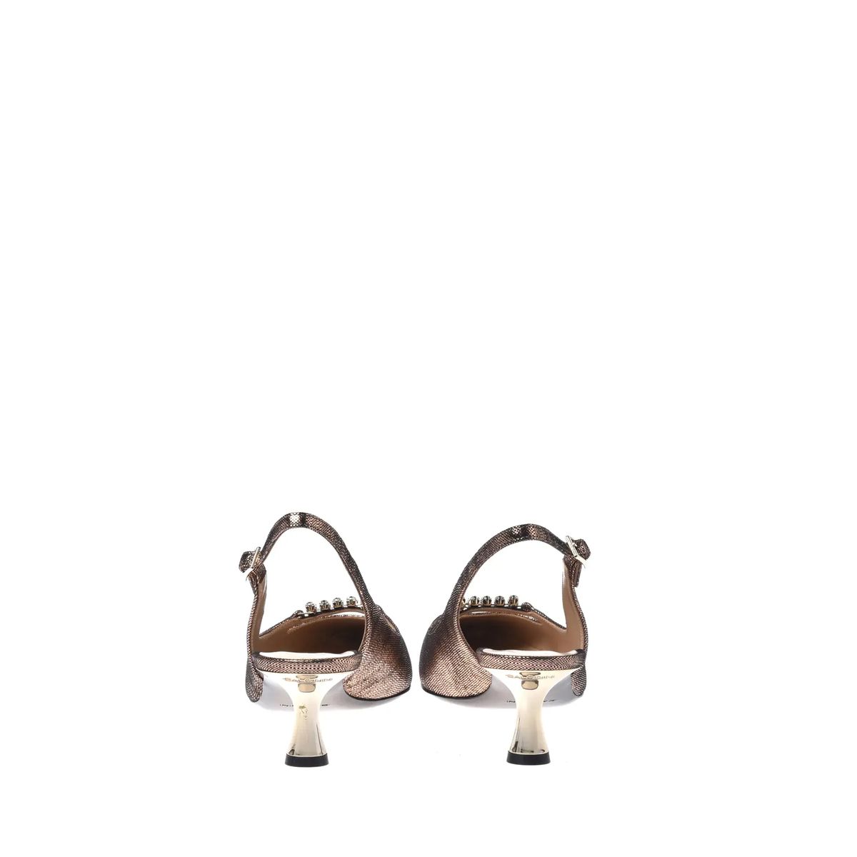 Metallic Slingback Pumps mit Kitten Heel