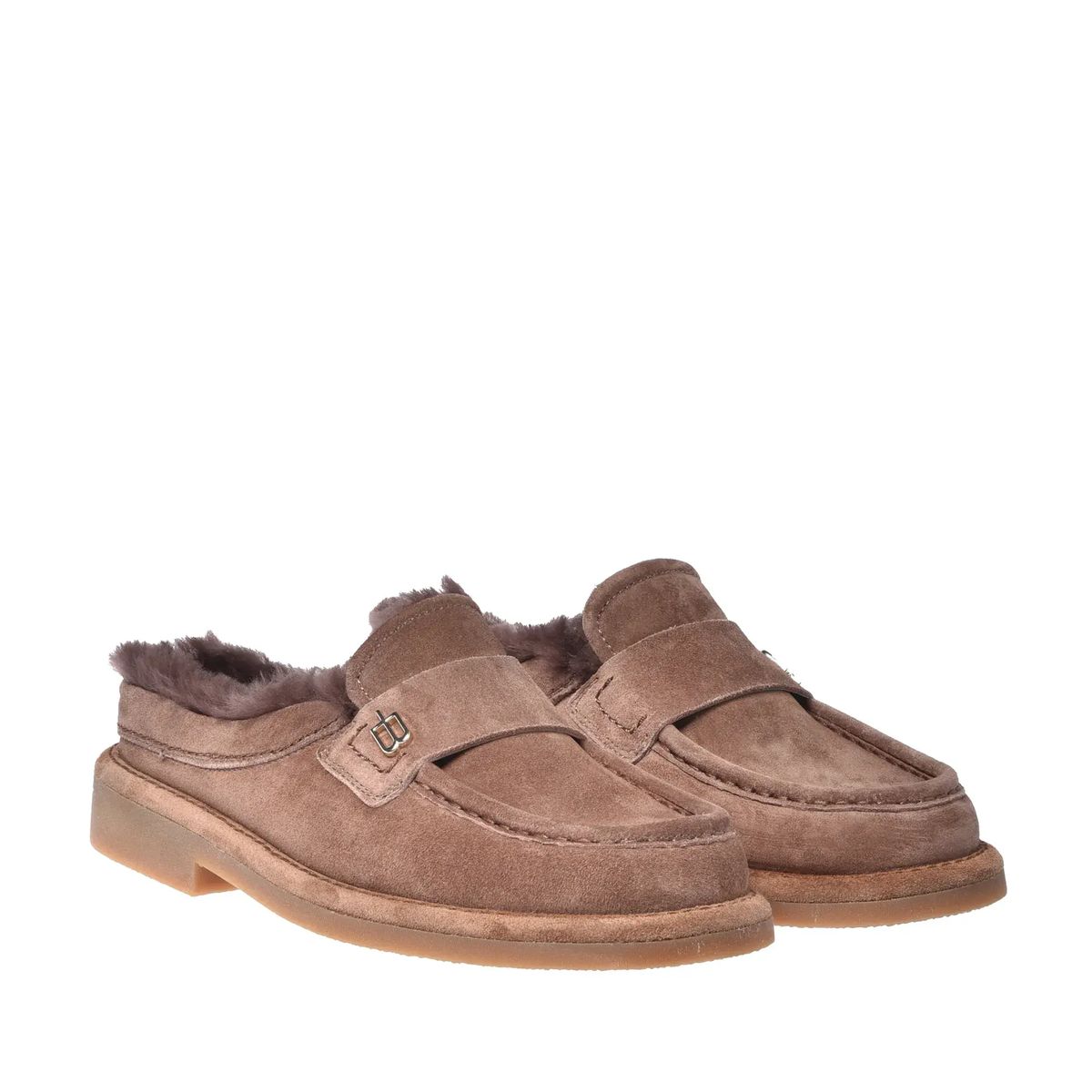 Slipper Loafer aus Wildleder mit Shearling-Futter