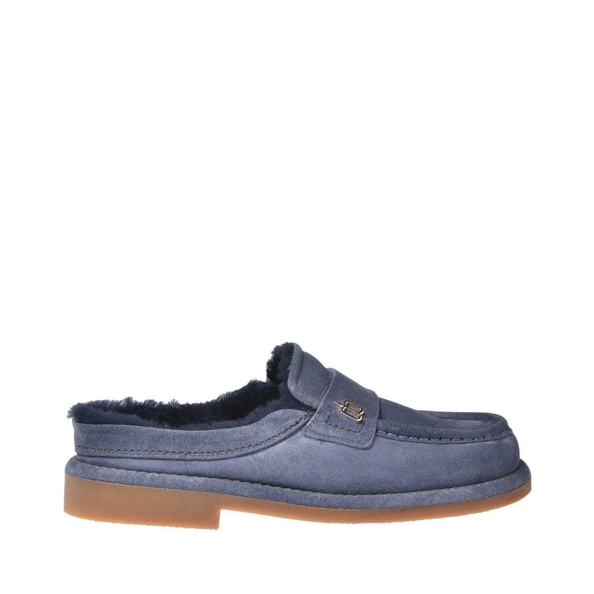 Suede Loafer-Mules mit Fellfutter