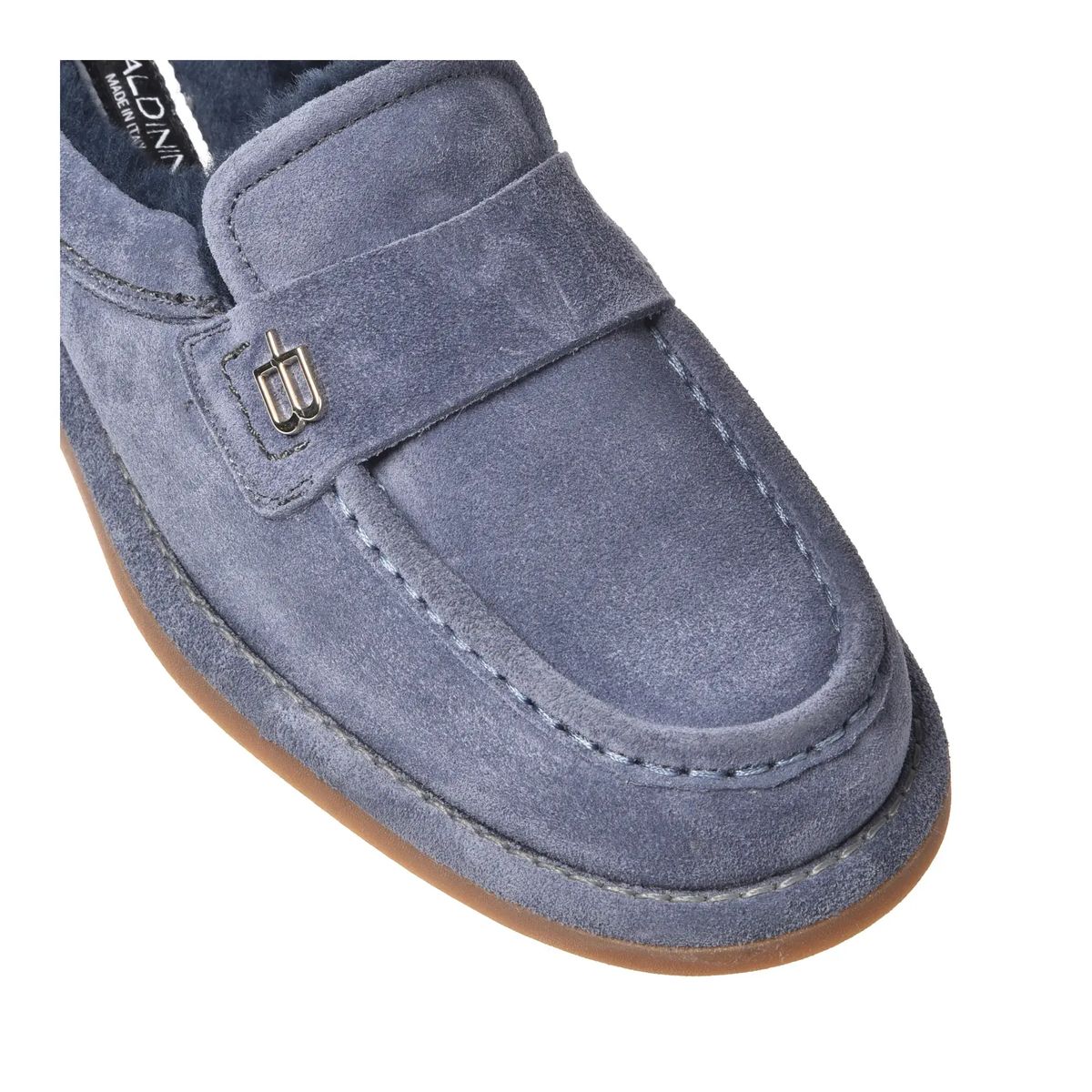 Suede Loafer-Mules mit Fellfutter