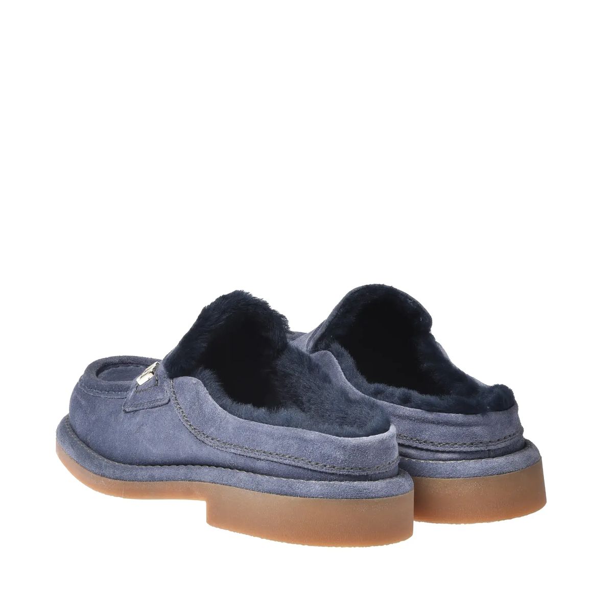 Suede Loafer-Mules mit Fellfutter