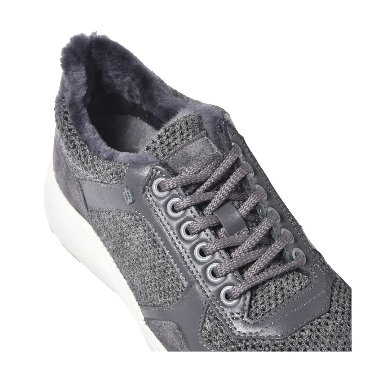 Graue Wildleder & Wollstoff Low-Top Sneaker