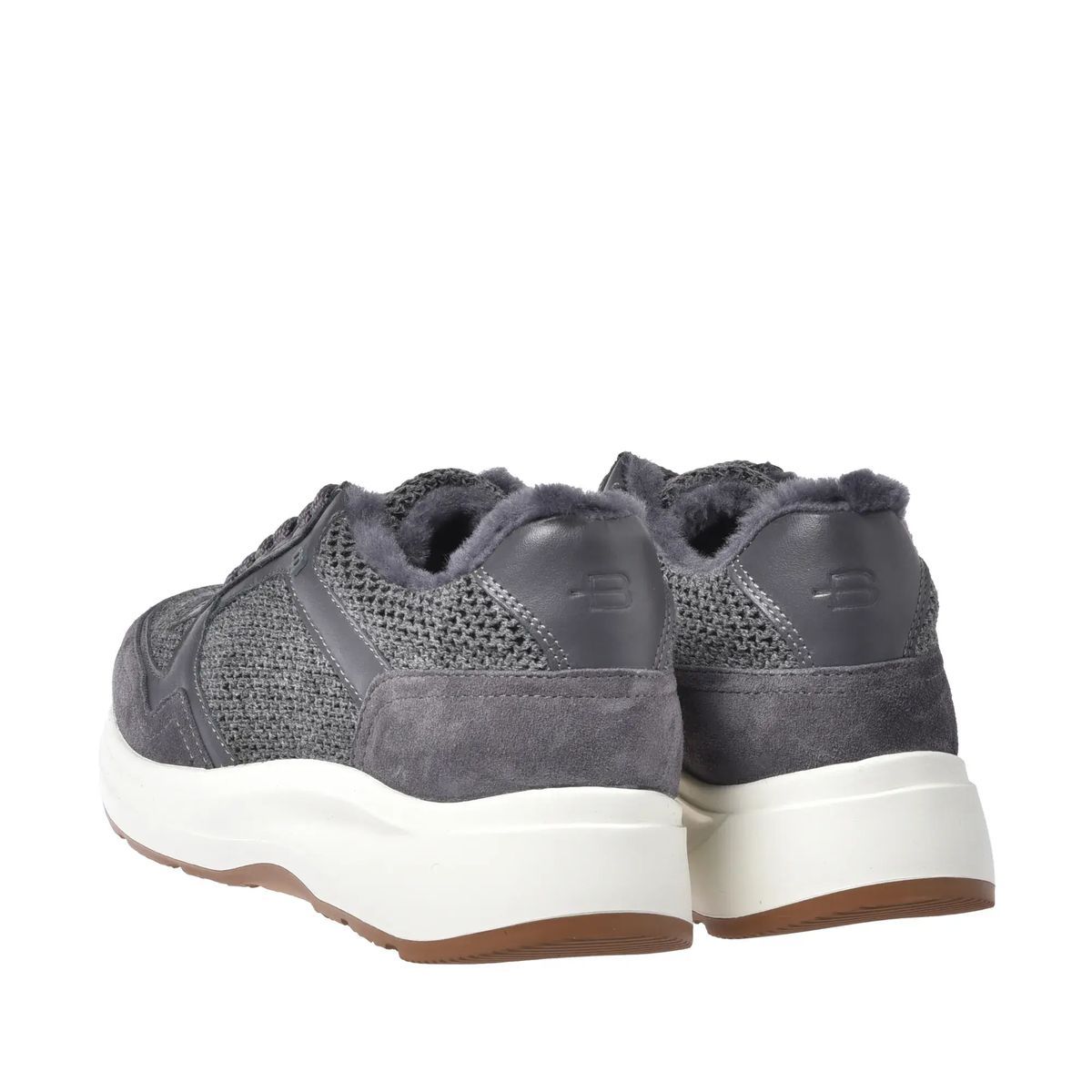 Graue Wildleder & Wollstoff Low-Top Sneaker