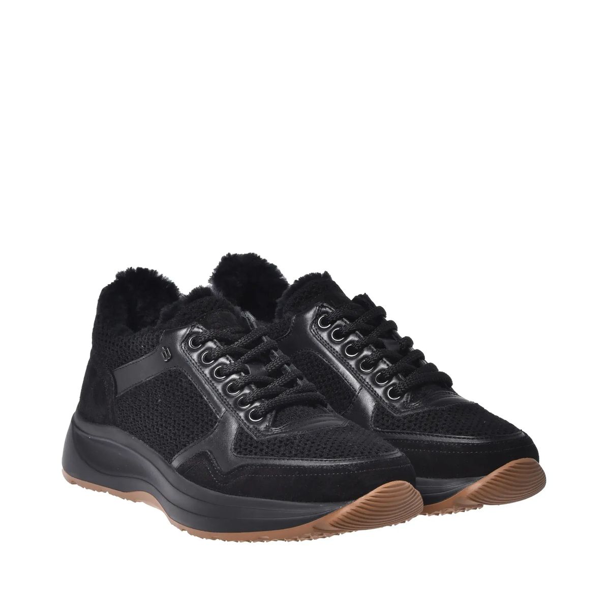 Schwarzer Wildleder- und Mesh-Sneaker