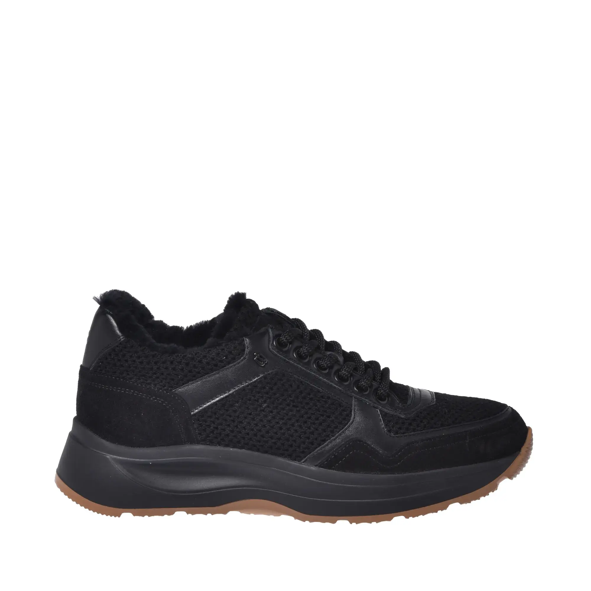 Schwarzer Wildleder- und Mesh-Sneaker