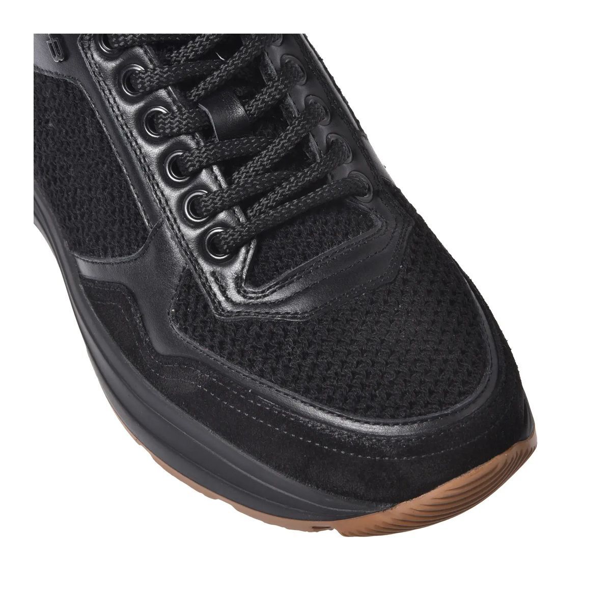 Schwarzer Wildleder- und Mesh-Sneaker
