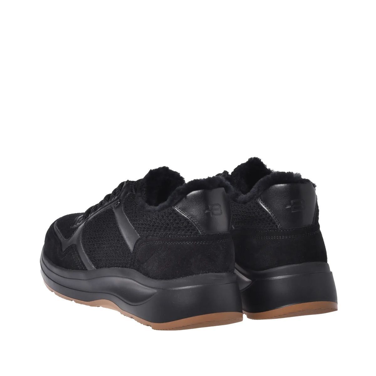 Schwarzer Wildleder- und Mesh-Sneaker