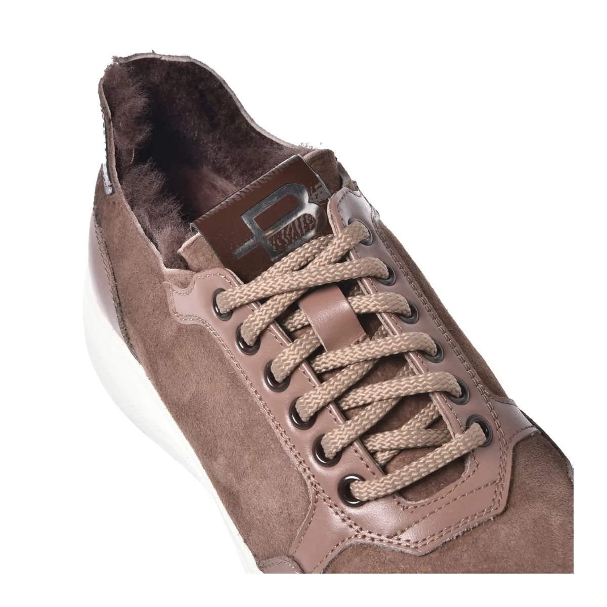 Sneaker aus Leder & Wildleder mit Shearlingfutter