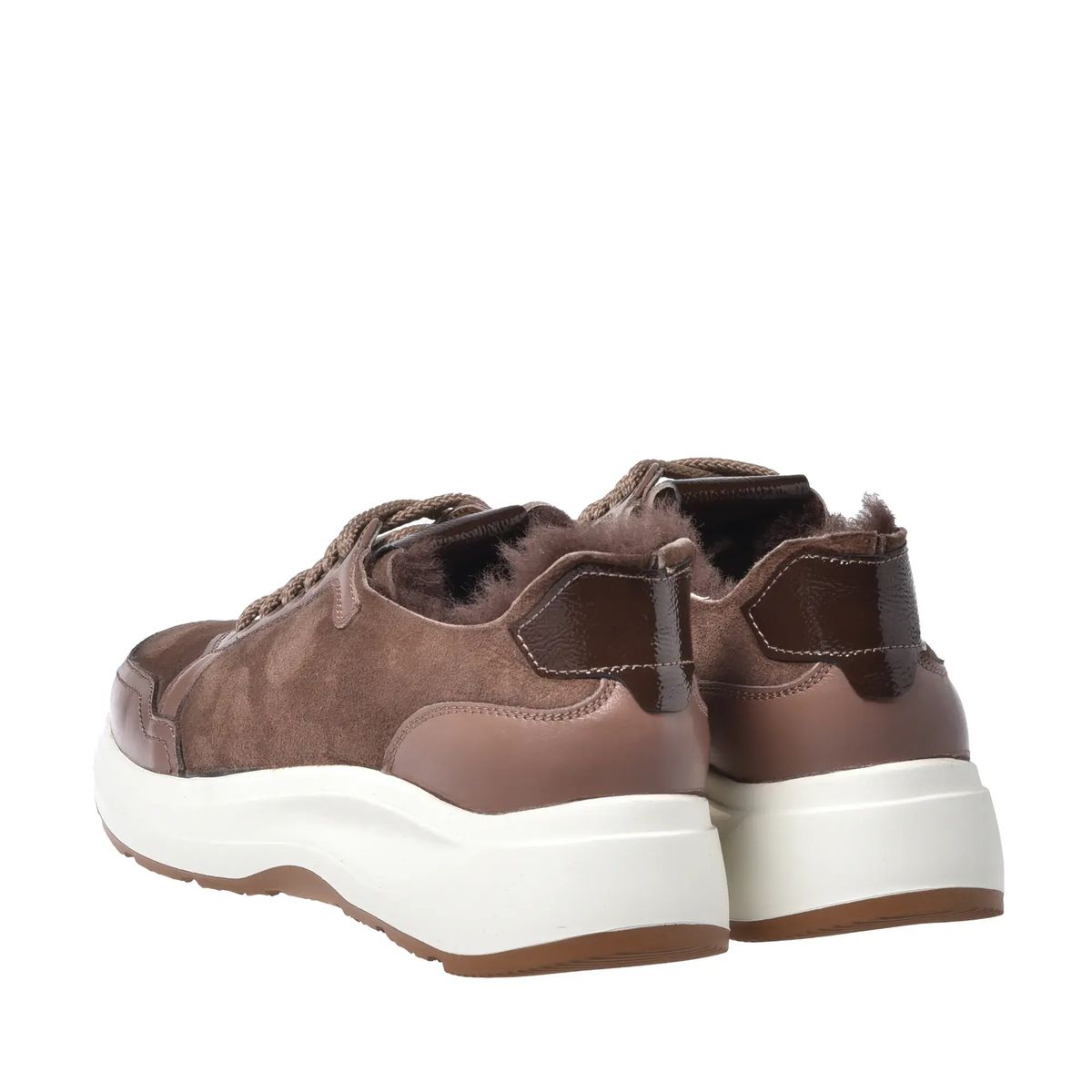 Sneaker aus Leder & Wildleder mit Shearlingfutter