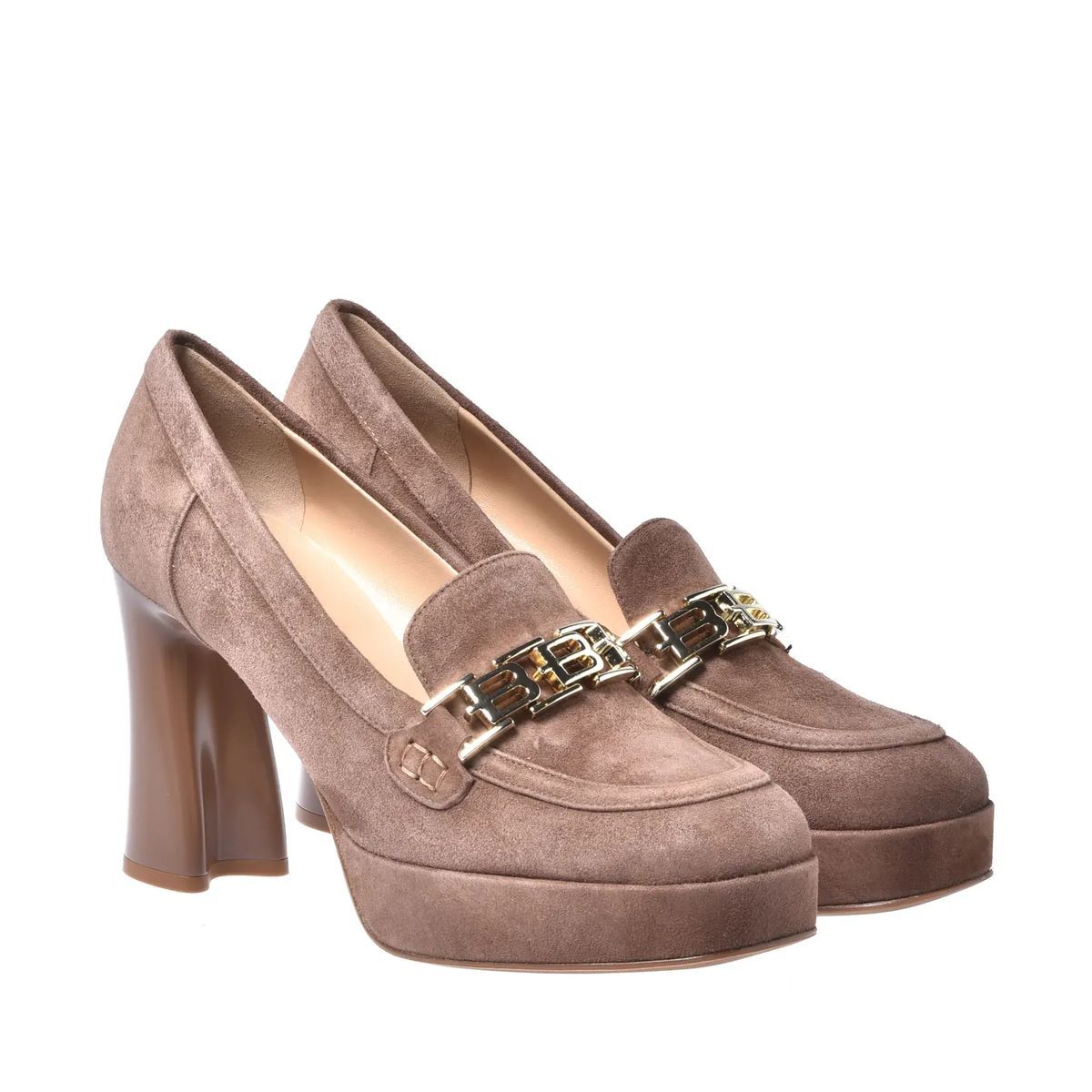 Suede Plateau Loafer mit Kettendetail