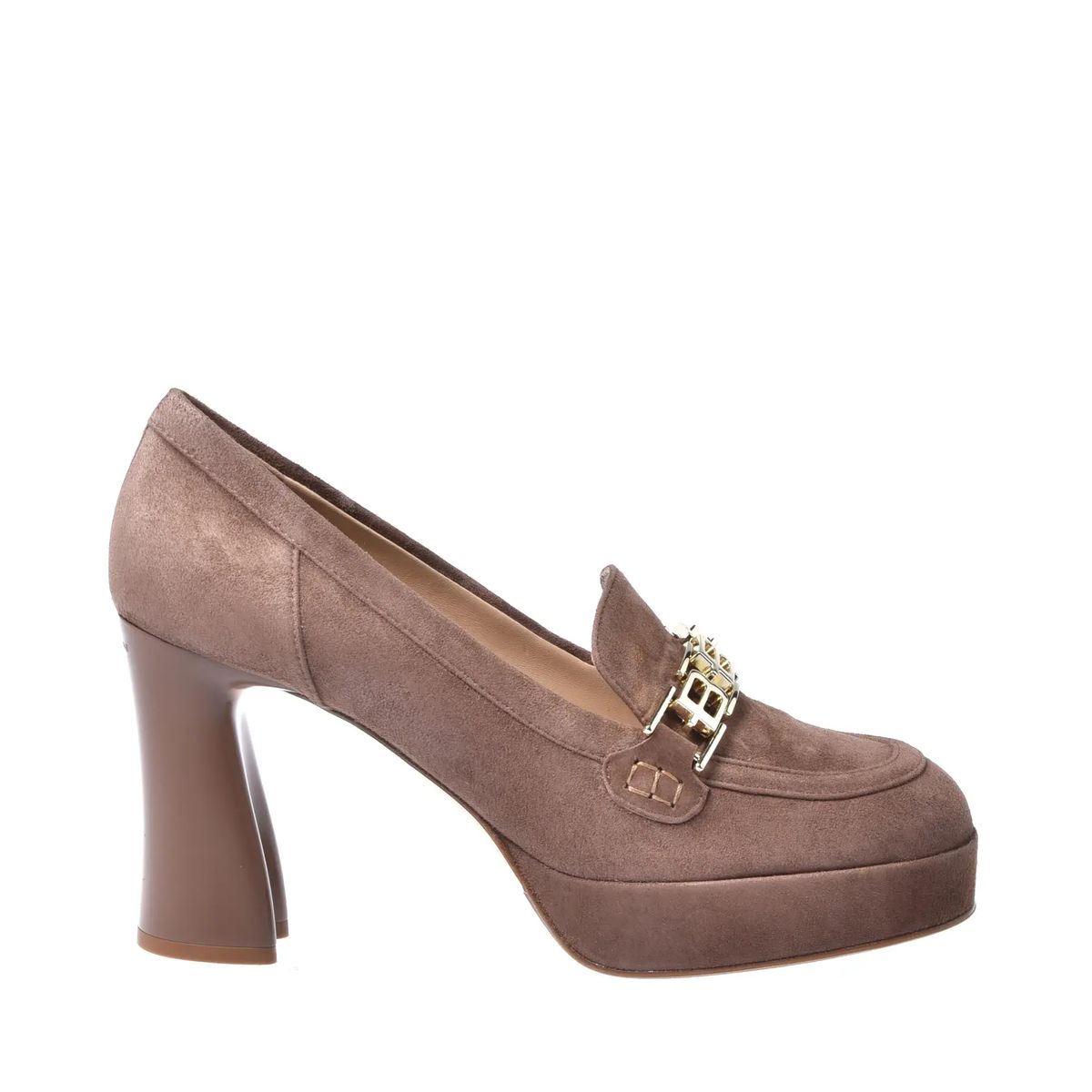 Suede Plateau Loafer mit Kettendetail