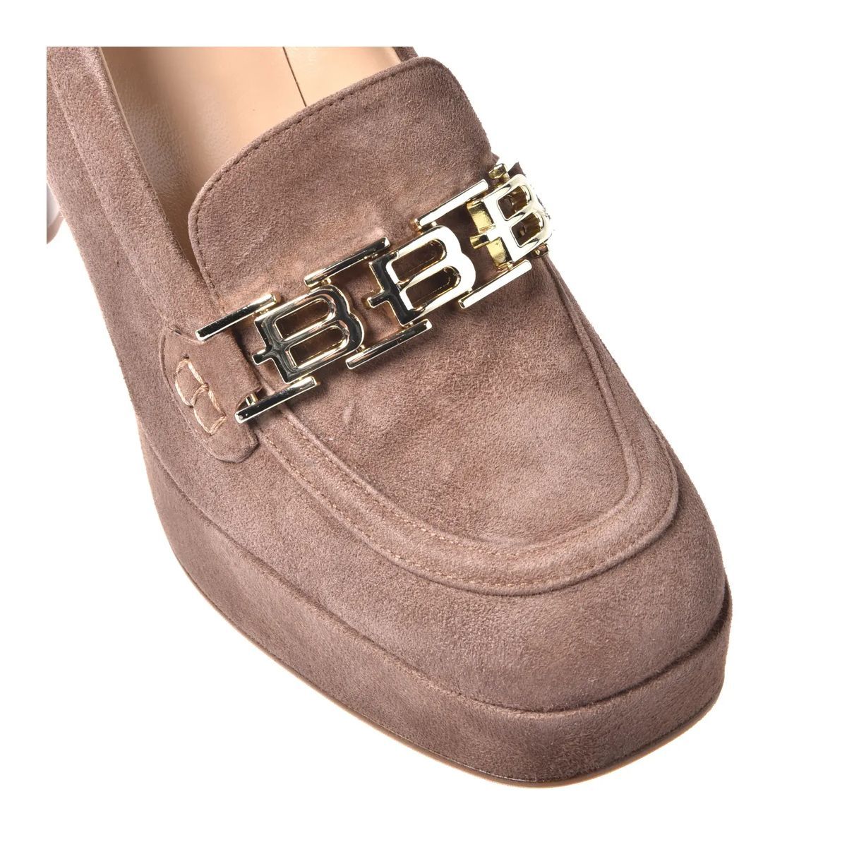 Suede Plateau Loafer mit Kettendetail