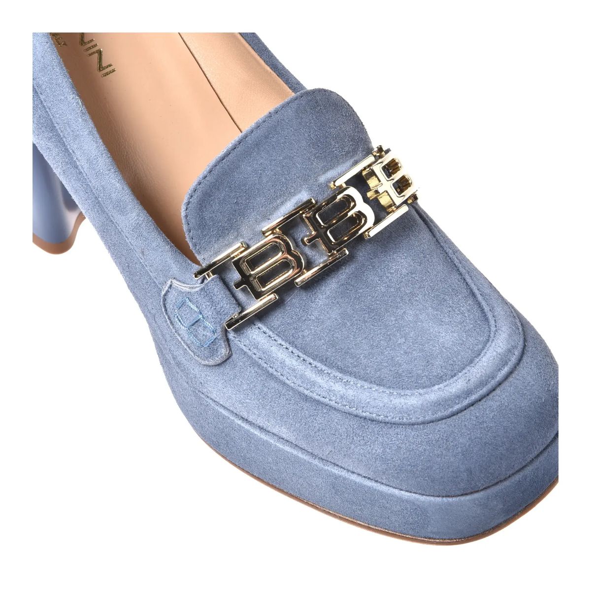 Blaue Wildleder-Plateau-Loafer-Pumps