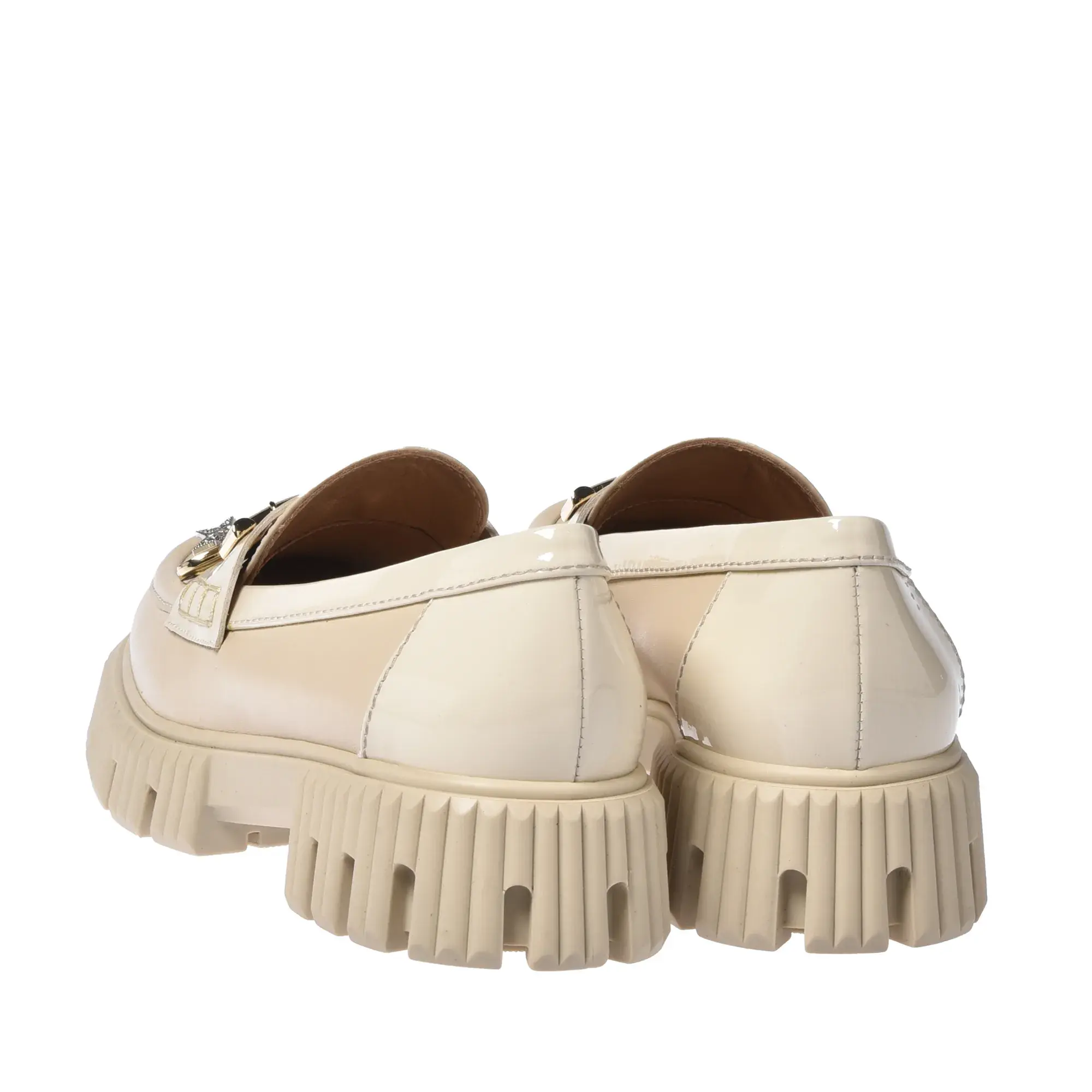 Lederloafer mit Profilsohle und Anhänger