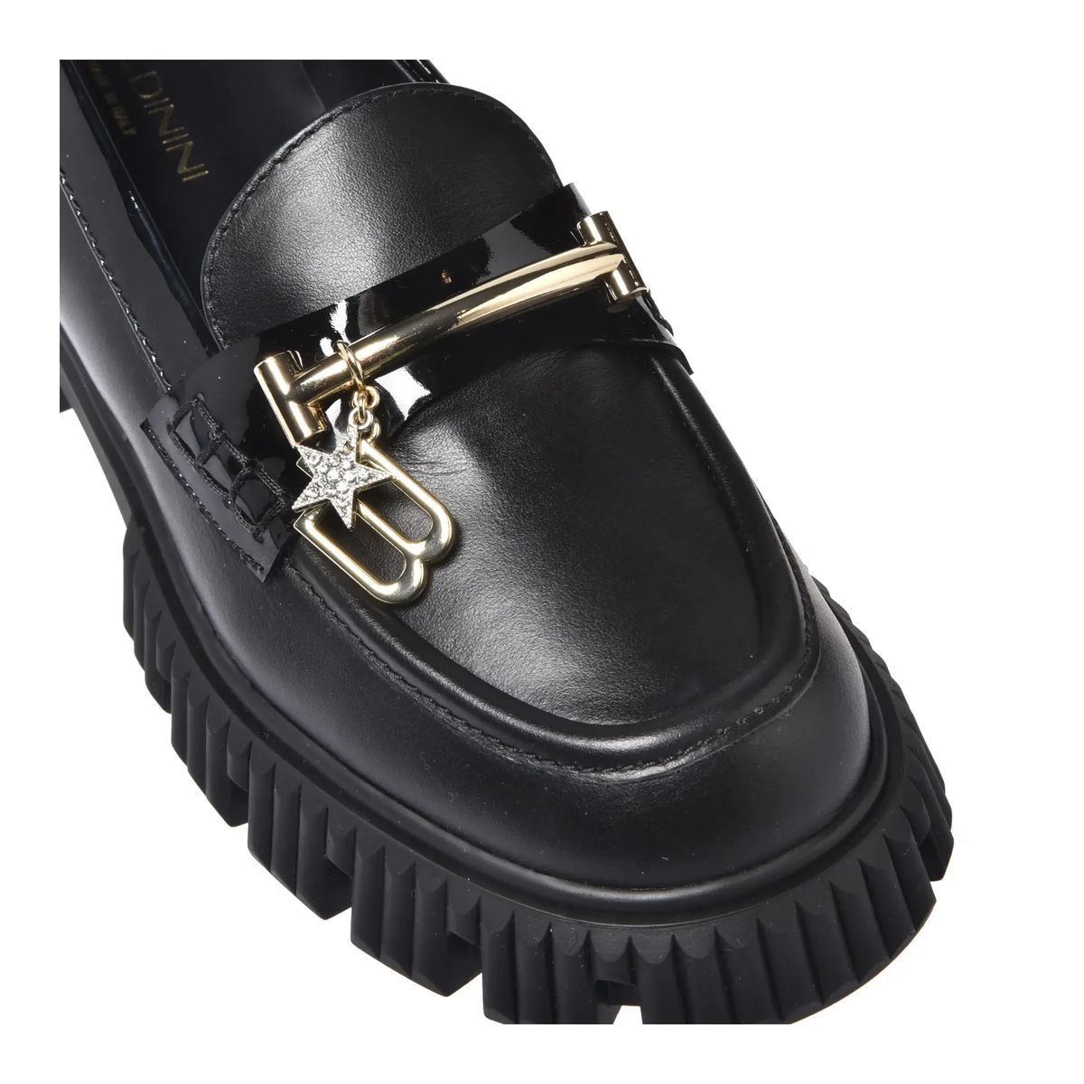Schwarzer Leder Loafer mit Profilsohle