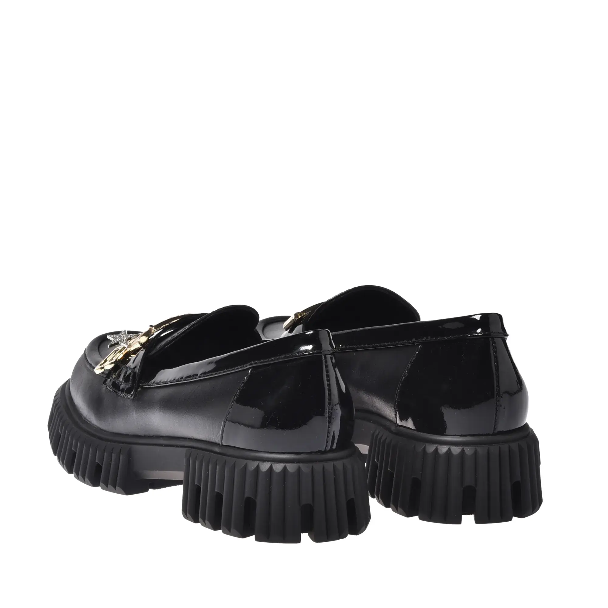 Schwarzer Leder Loafer mit Profilsohle