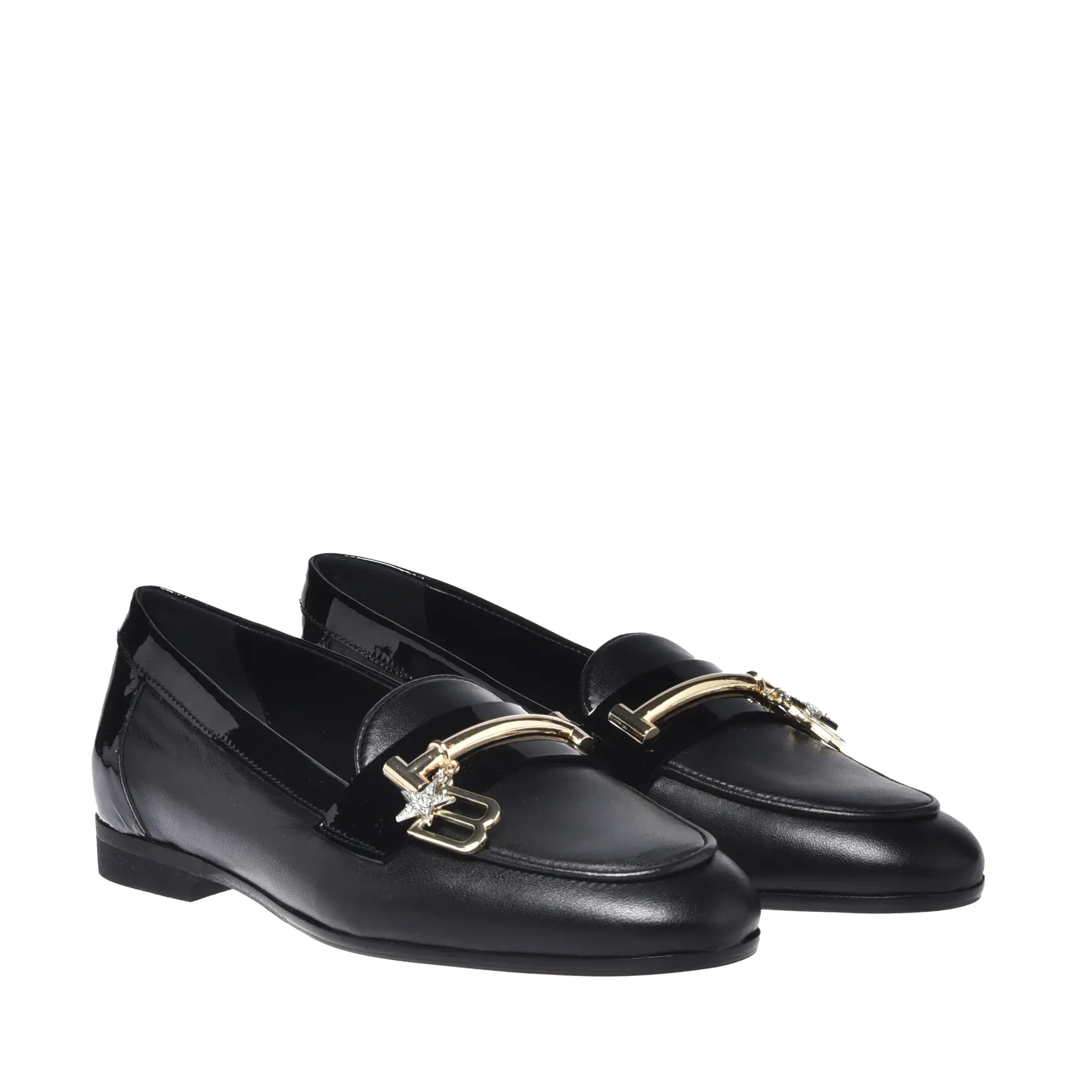 Schwarzer Lederloafer mit Charm-Detail