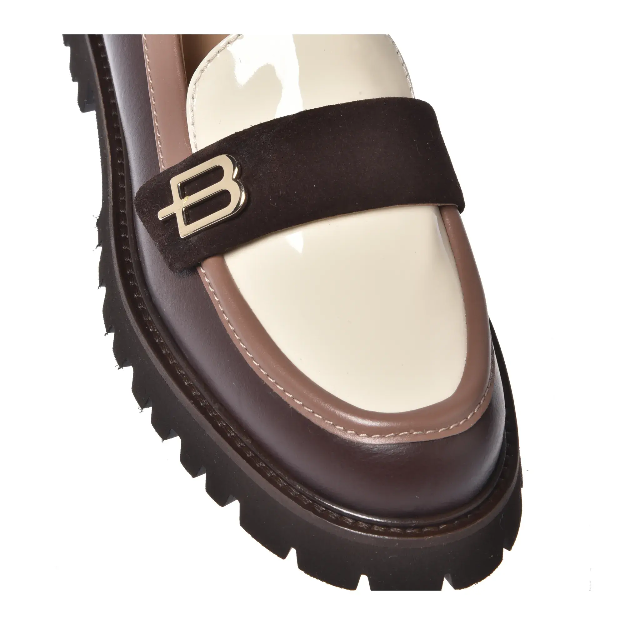 Tricolor Leder Loafer mit Profilsohle