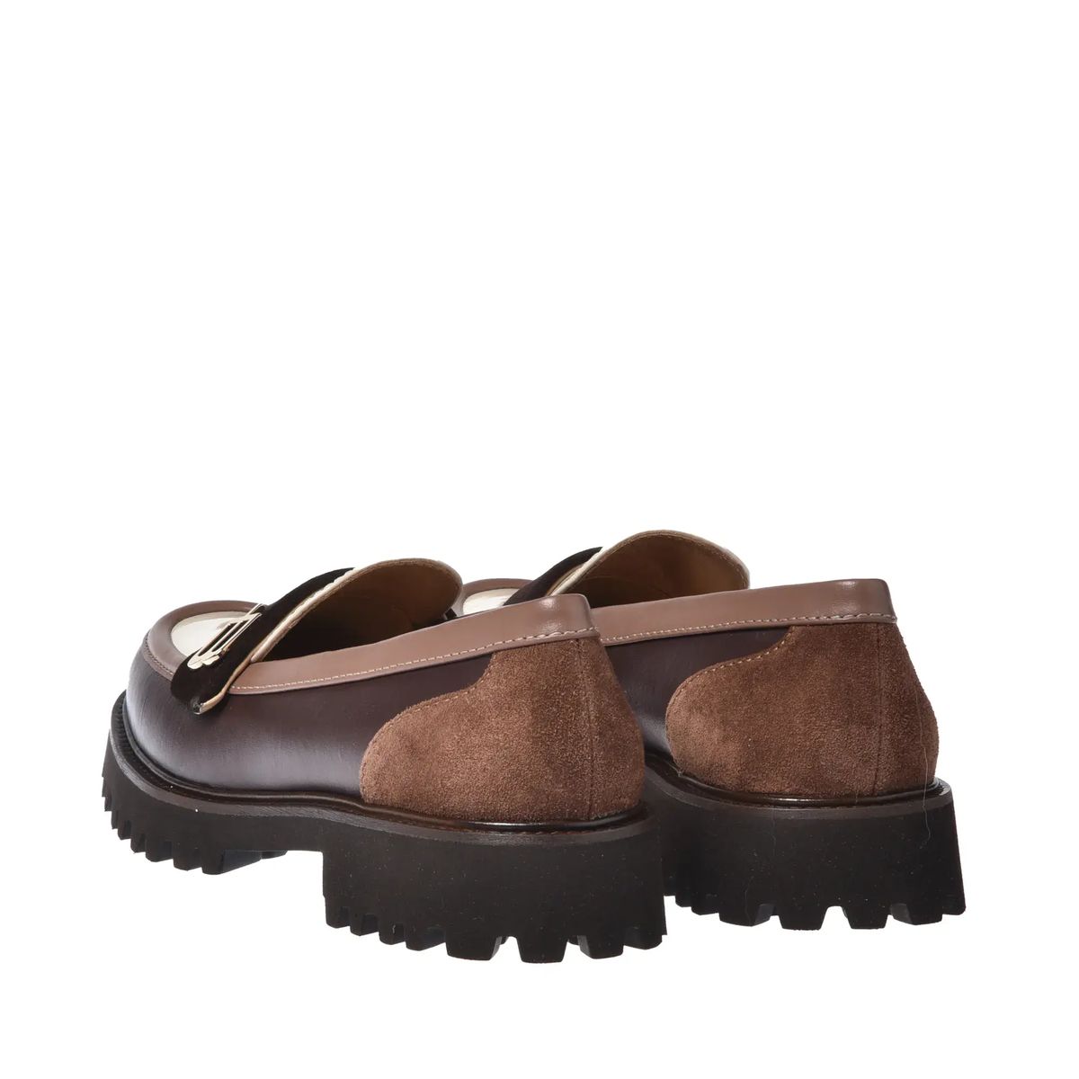 Tricolor Leder Loafer mit Profilsohle
