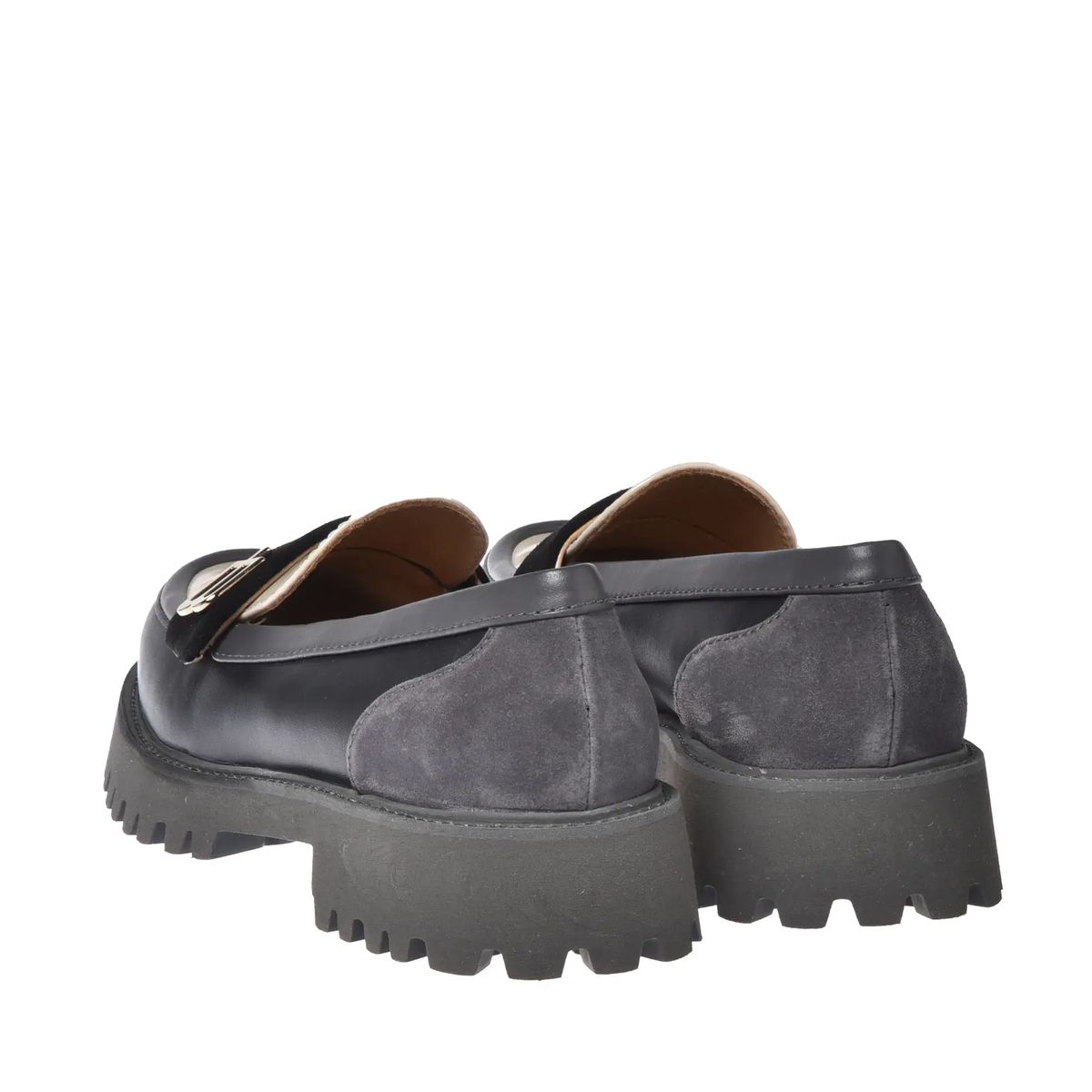 Zweifarbige Leder-Plateau-Loafer